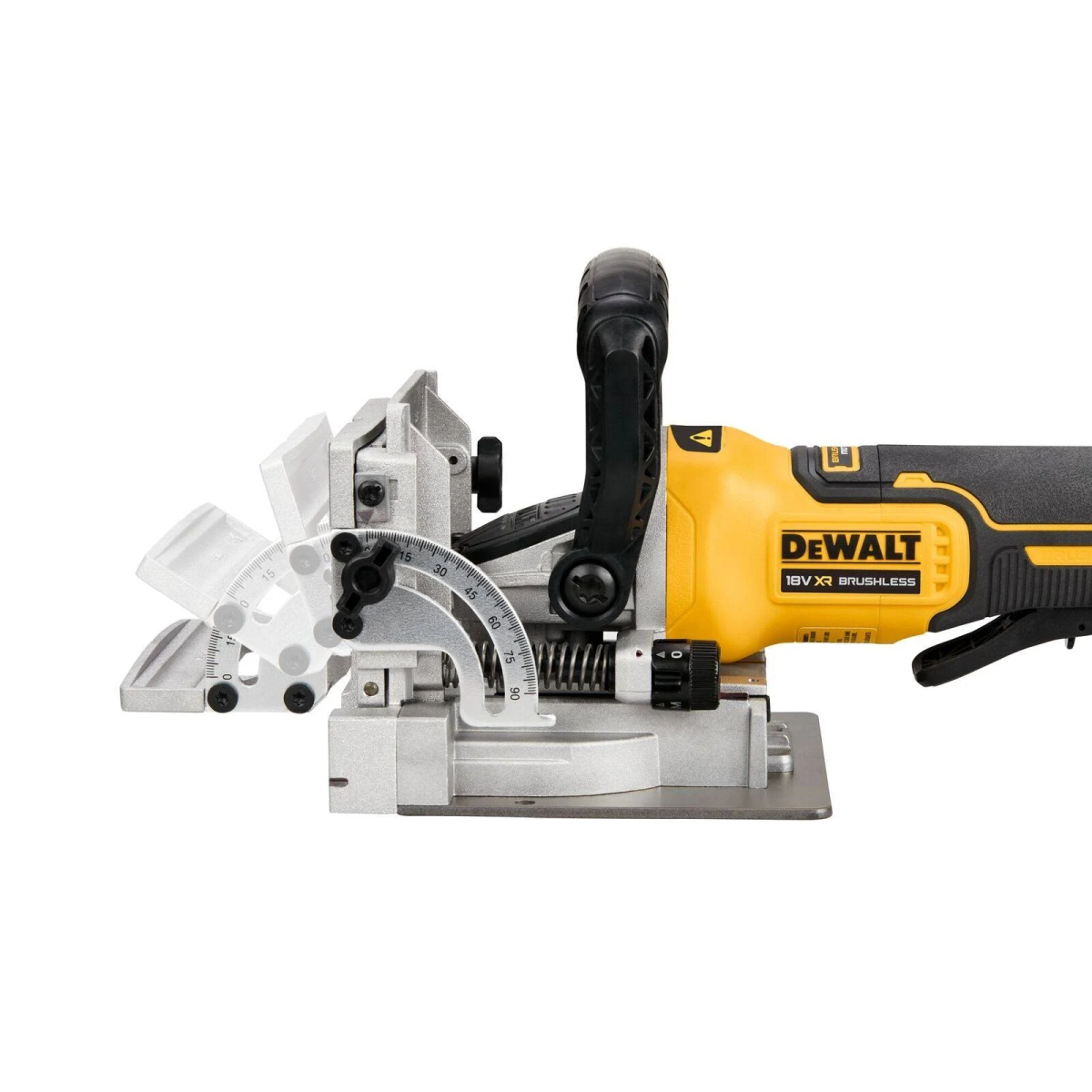 Utensile Dewalt giallo e nero. Ha una lama orientabile e un manico.