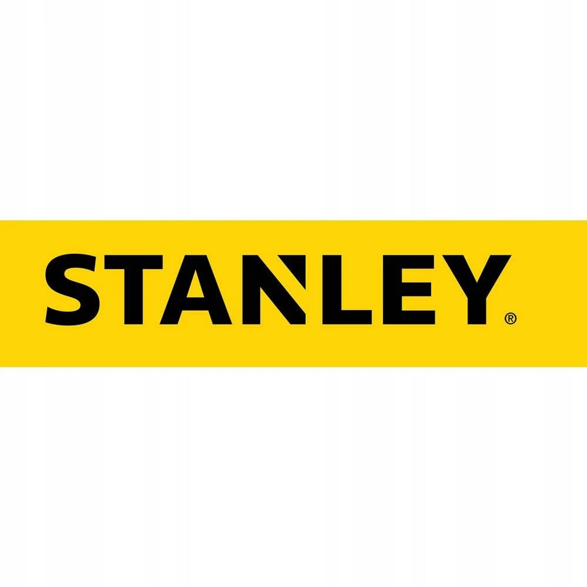 La palabra STANLEY en letras blancas en negrita sobre un fondo amarillo, un logotipo de la marca.