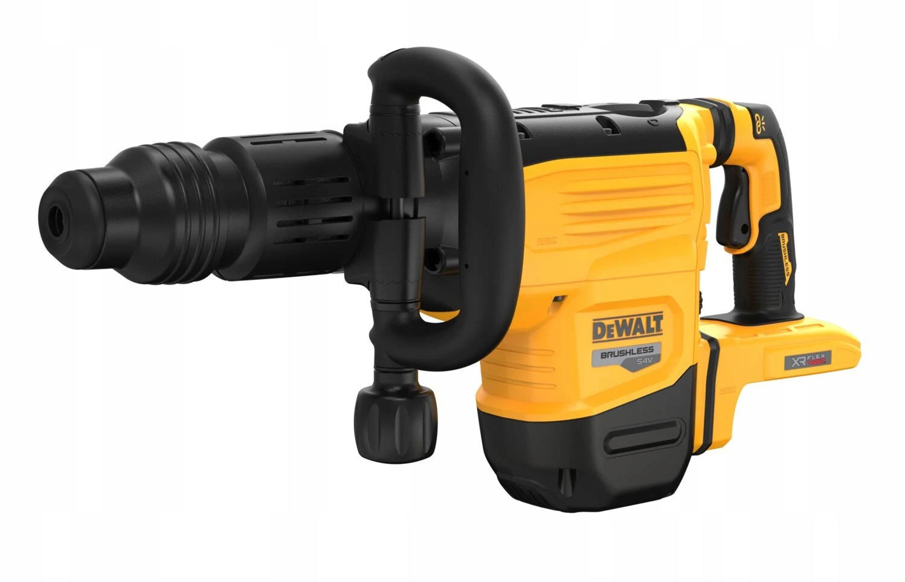 Martillo rotativo DeWalt amarillo y negro sobre fondo blanco, con mango negro.
