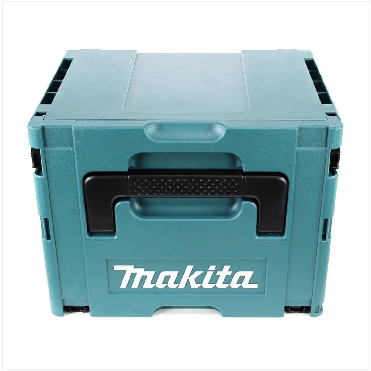 Contenitore pieghevole verde acqua con manico nero e logo Makita bianco su sfondo bianco.