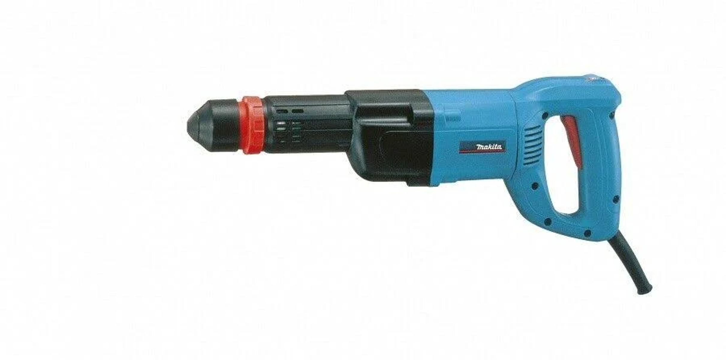 Un martello rotante blu Makita, isolato su sfondo bianco.