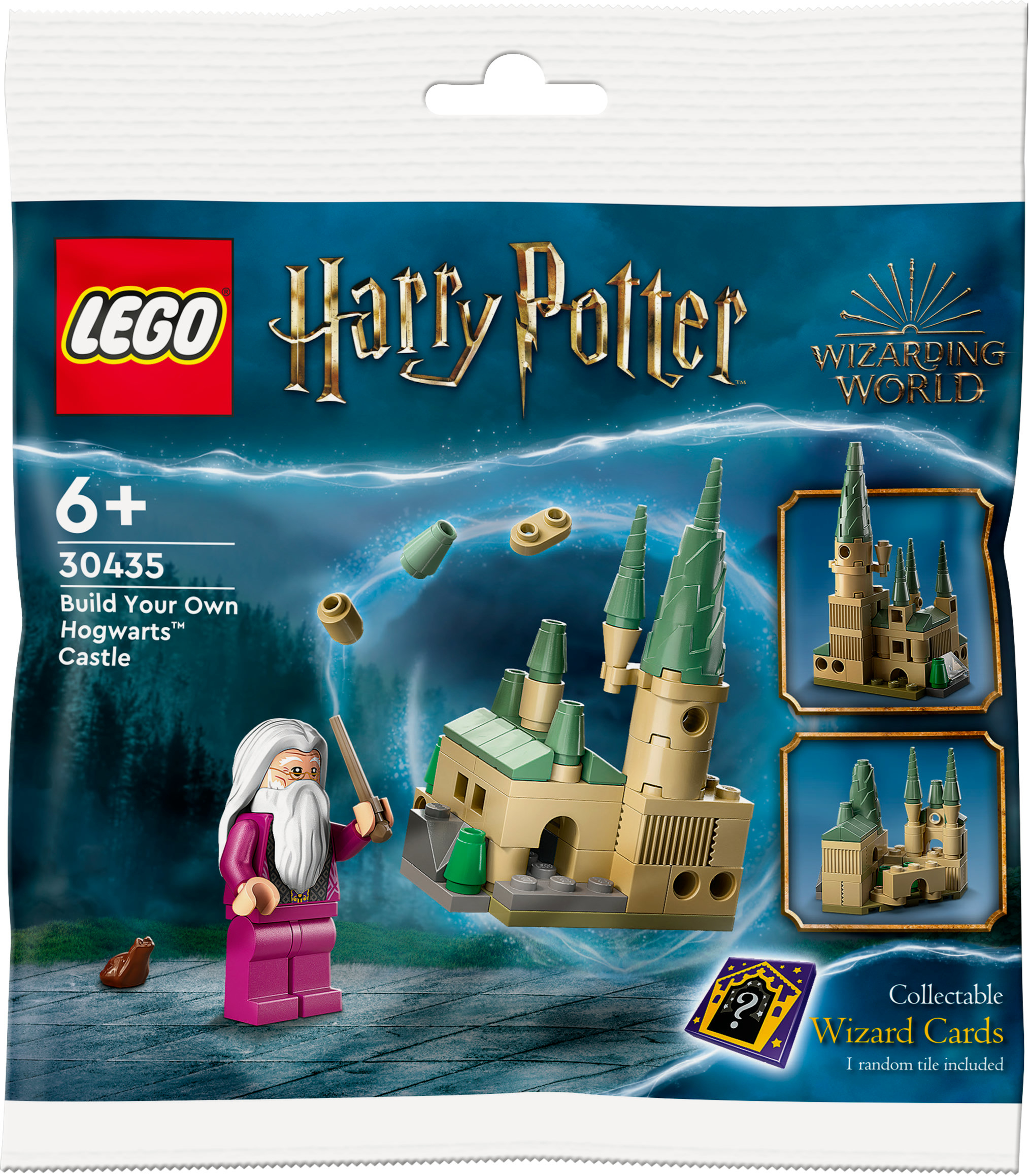 Lego Harry Potter Set. Tüte mit Lego Harry Potter Set mit Hogwarts Schloss und Minifigur.