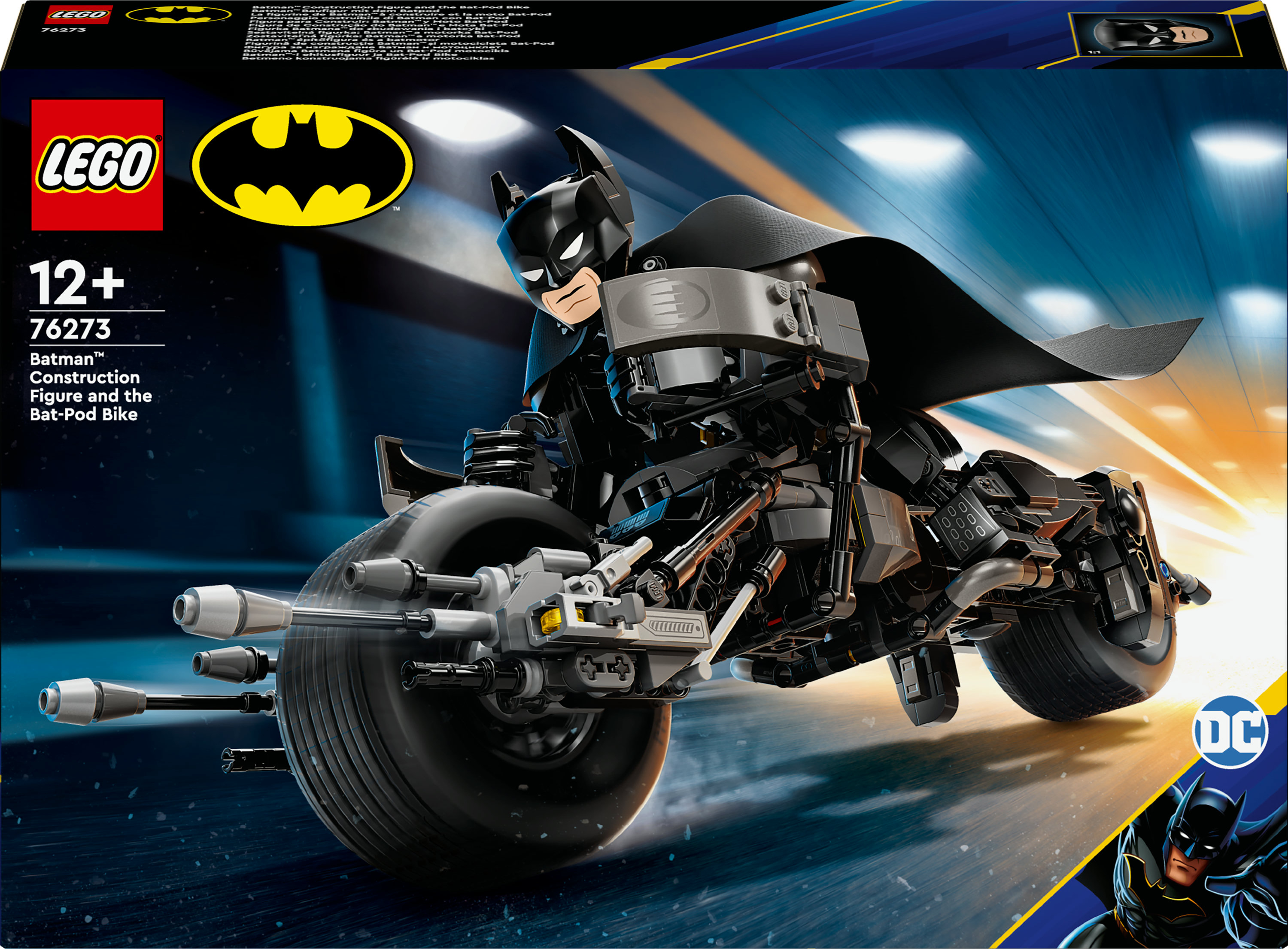 Pudełko zestawu konstrukcyjnego LEGO Batman. Przedstawia Batmana na motocyklu i motocykl Bat-Pod.