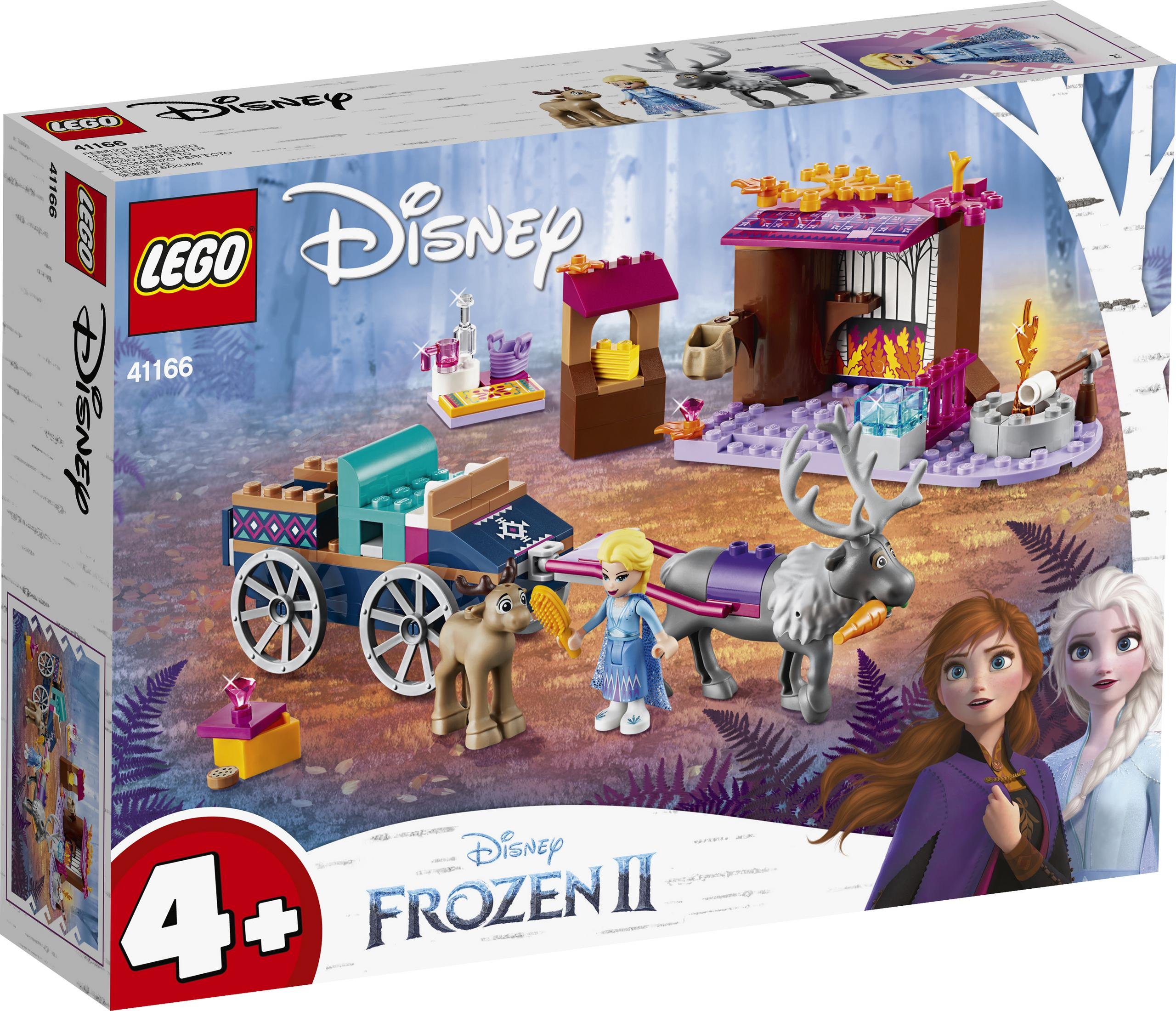 Scatola del set LEGO Disney Frozen II. Presenta Elsa, Anna, una renna e una carrozza trainata da cavalli.