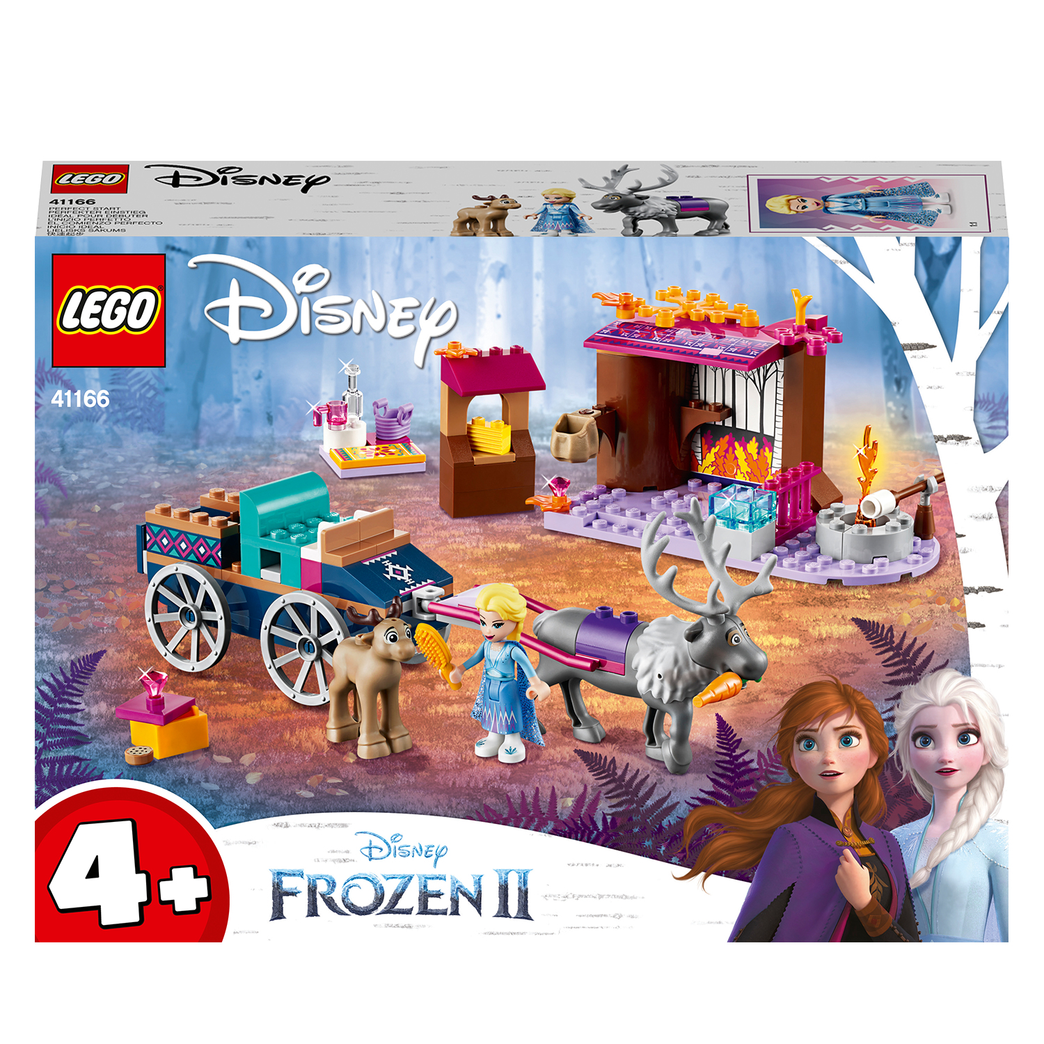 Set LEGO Disney Frozen II con carrozza, personaggi e scena della foresta.