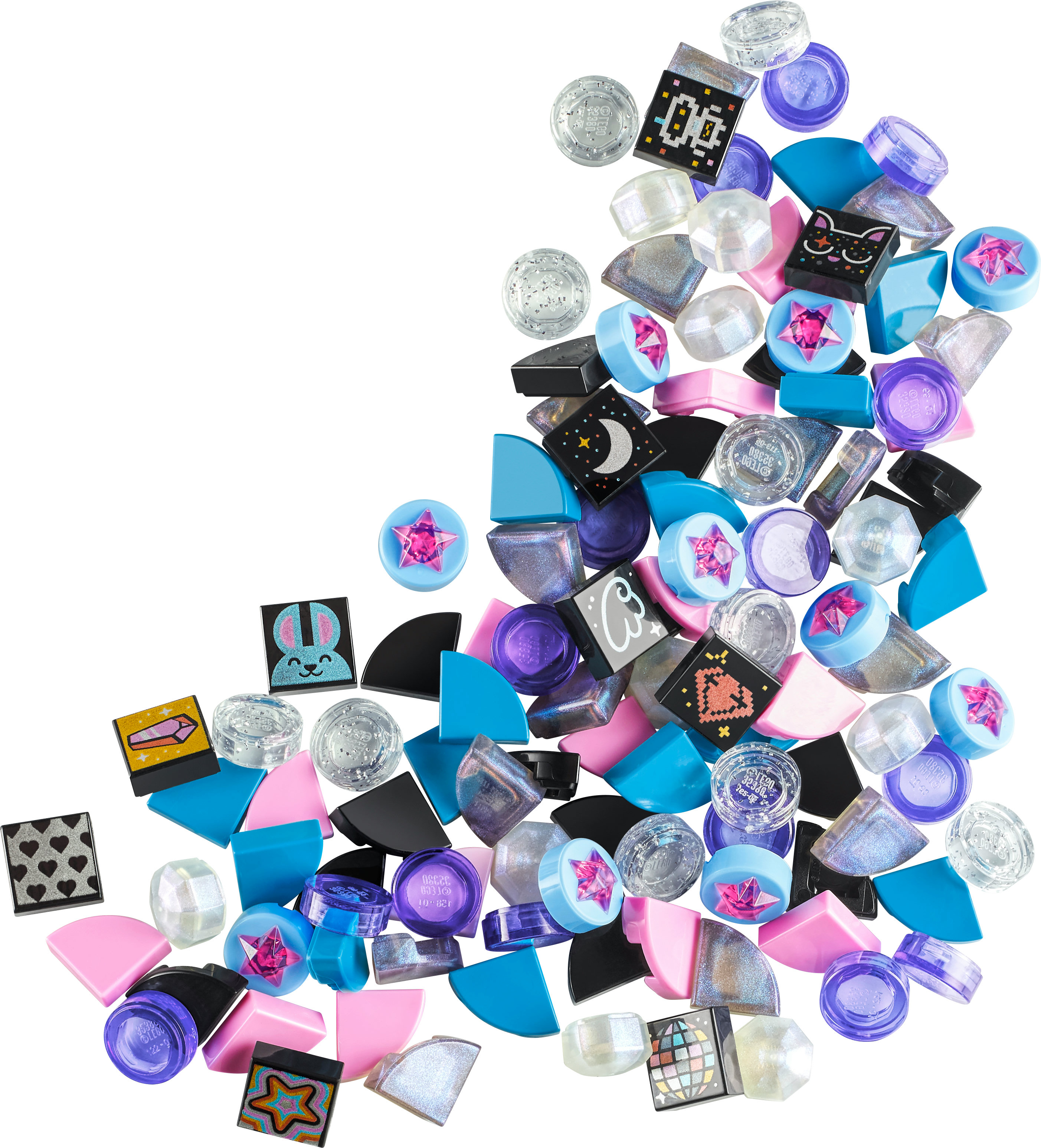 Rozrzucona kolekcja elementów do makijażu, w tym cienie do powiek i aplikatory.