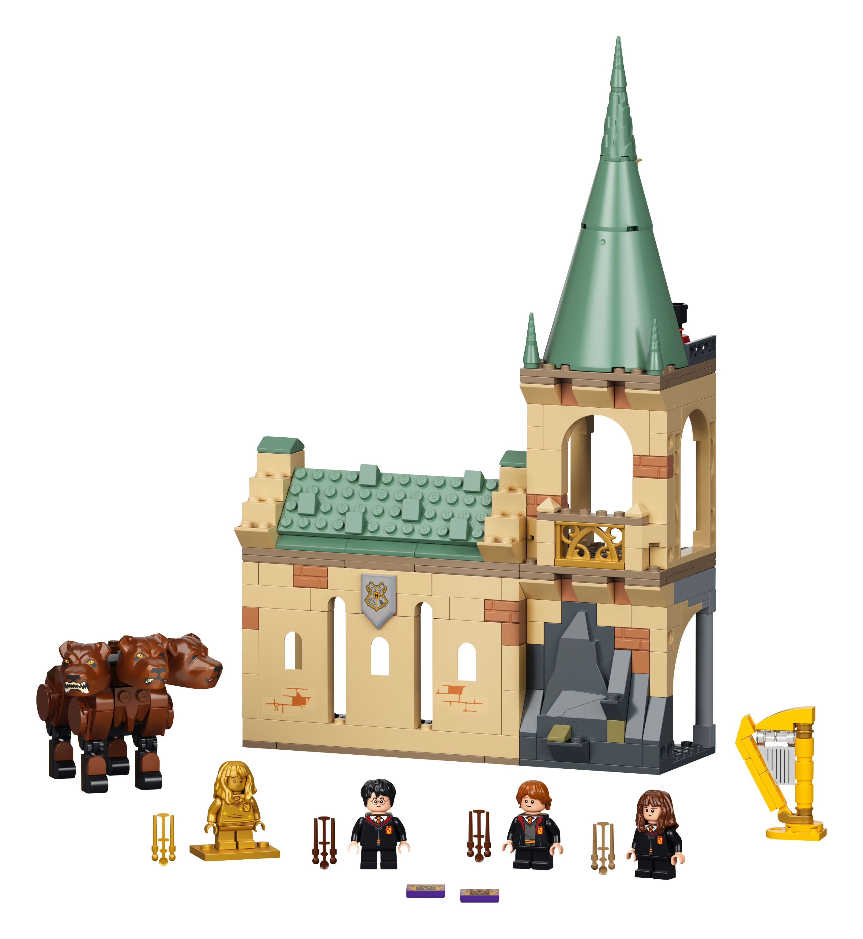 Set Lego Harry Potter: edificio di Hogwarts, personaggi e accessori.