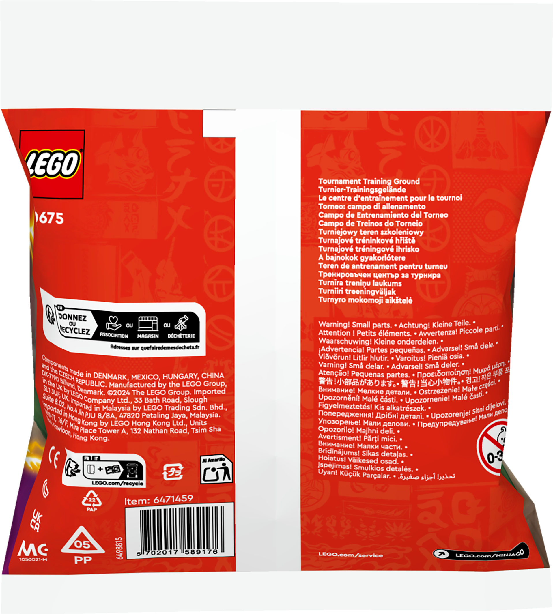Eine Lego-Tüte mit Text über Kleinteile und Erstickungsgefahr. Enthält Minions-Anweisungen.