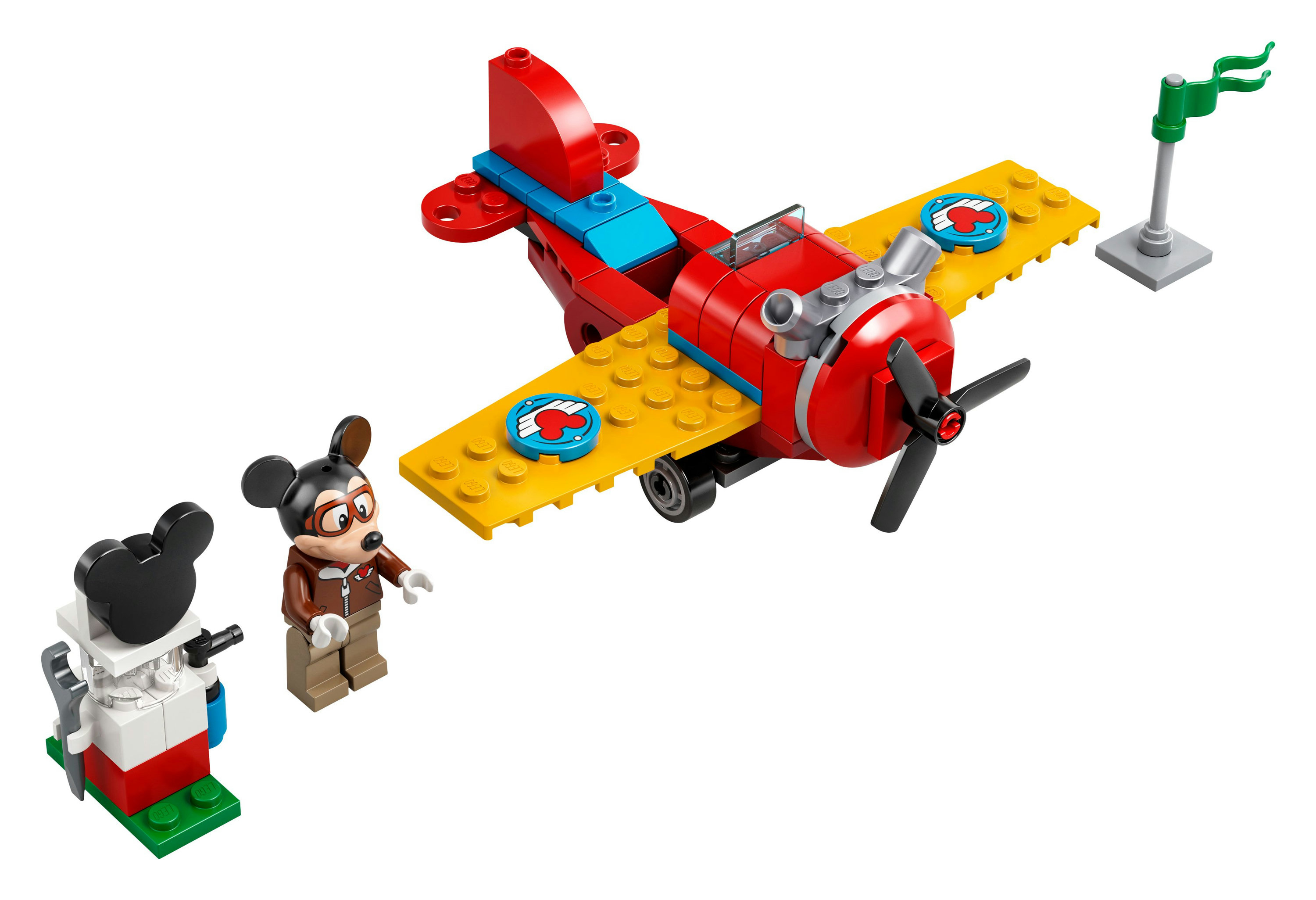 Zestaw Lego Mickey Mouse samolot z Myszka Miki i innymi figurkami.