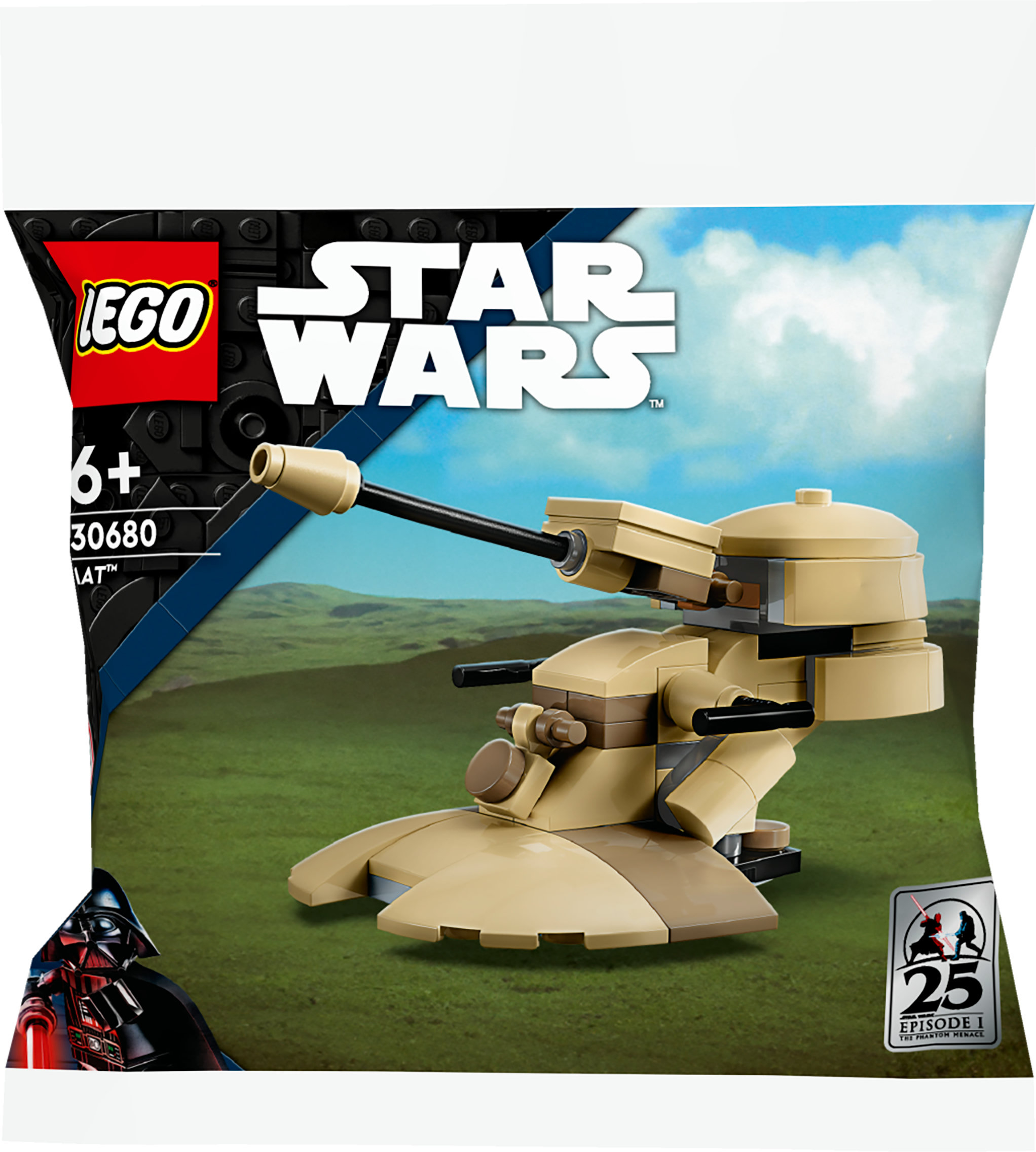 LEGO Star Wars set. Bevat een beige AT-AT op een groene achtergrond.
