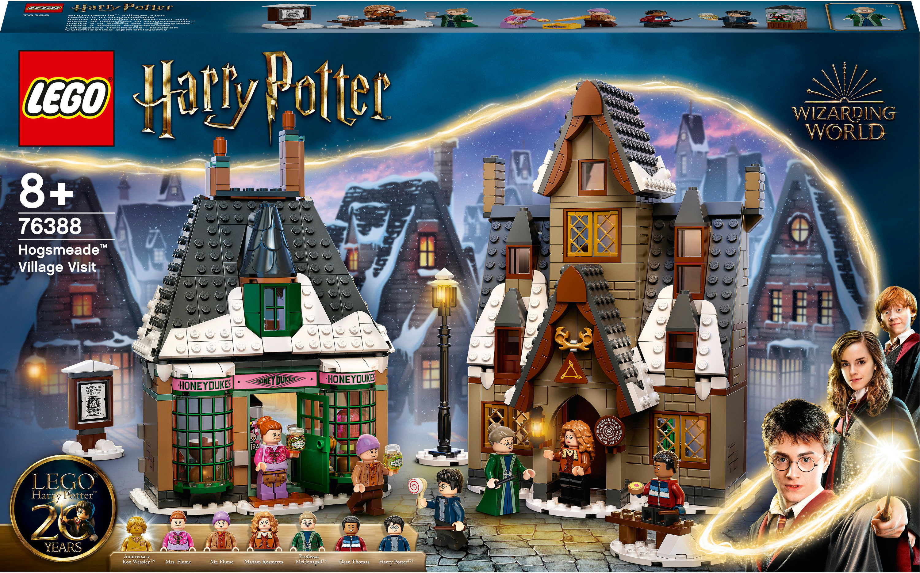 LEGO Hogsmeade Village Visit Set mit zwei Gebäuden und Harry Potter Minifiguren.