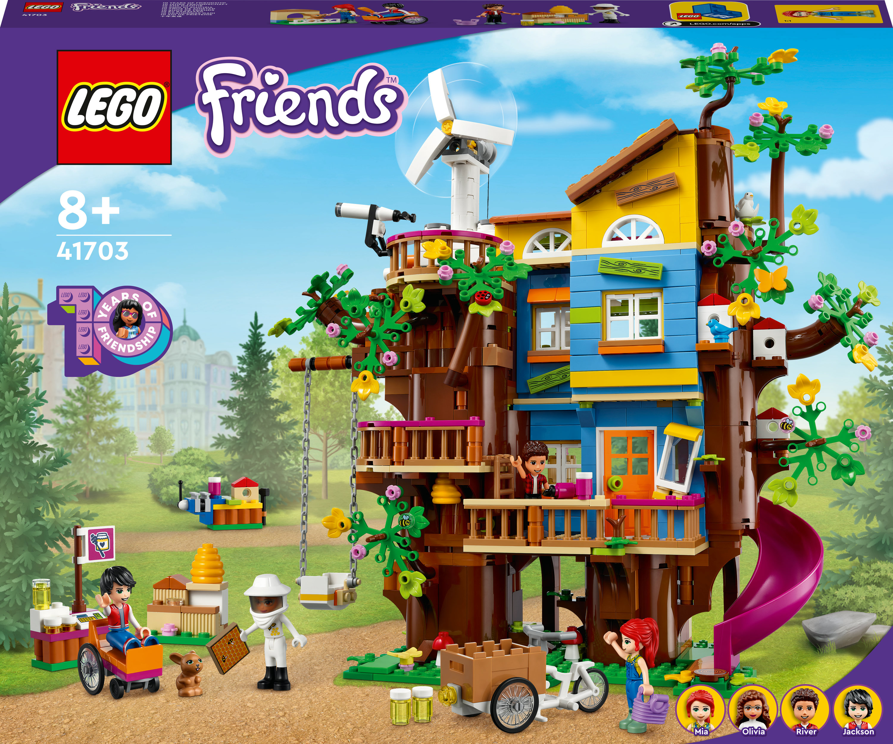 LEGO Friends Set: Baumhaus mit Figuren, Rutsche, Schaukel und anderen Spielelementen, mit See.