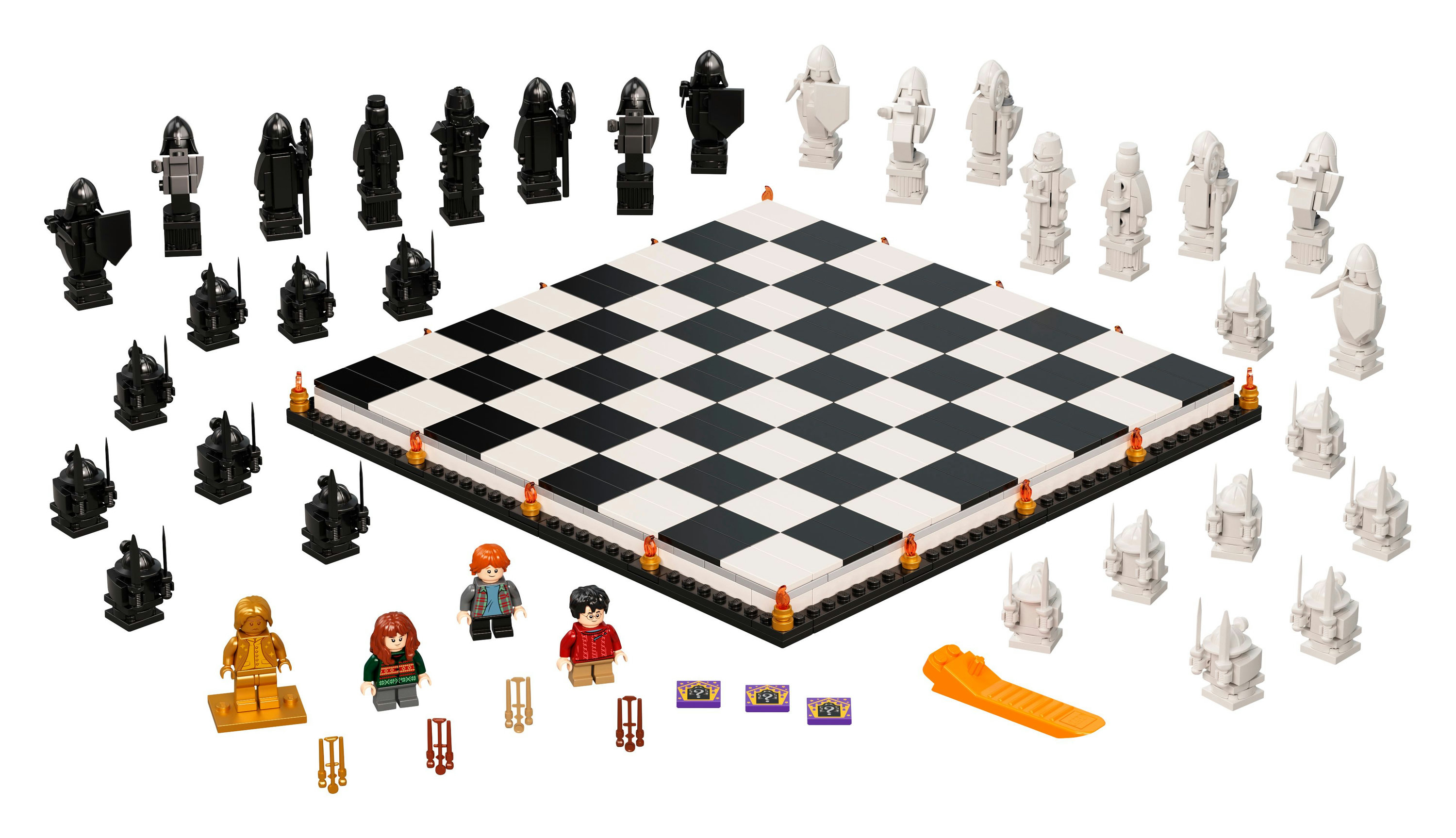 LEGO Harry Potter Schachset. Enthält schwarze und weiße Figuren, ein Brett und Minifiguren.