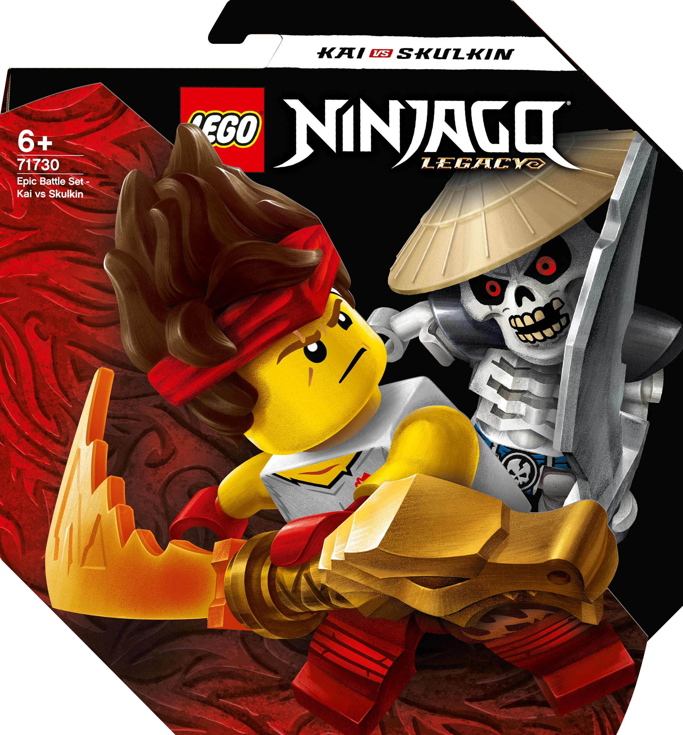 Lego Ninjago Kai vs Skulkin. Kai walczy ze Skulkinem. Czarne tło.
