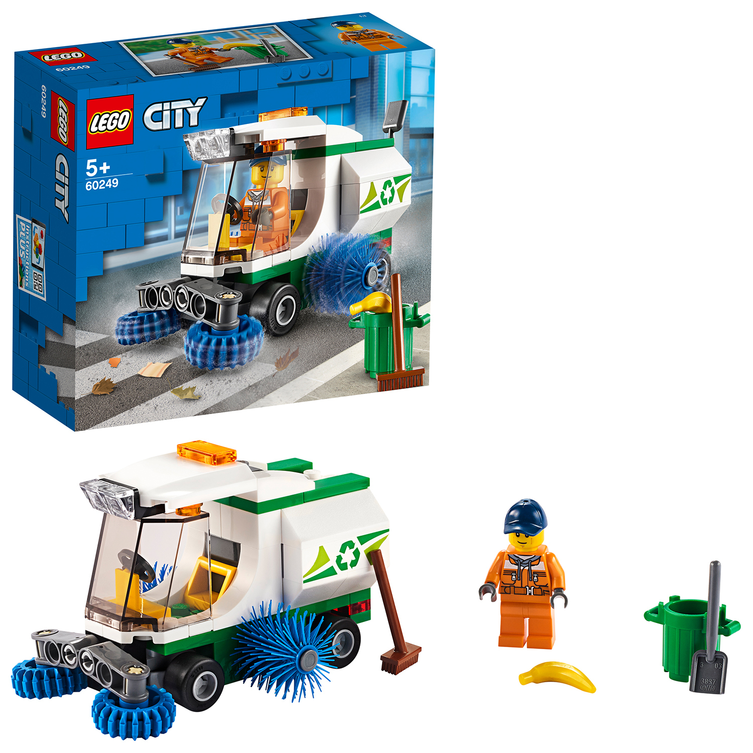 Lego City Straßenkehrer-Set. Enthält einen Straßenkehrer, eine Minifigur und Zubehör. Box ist vorhanden.