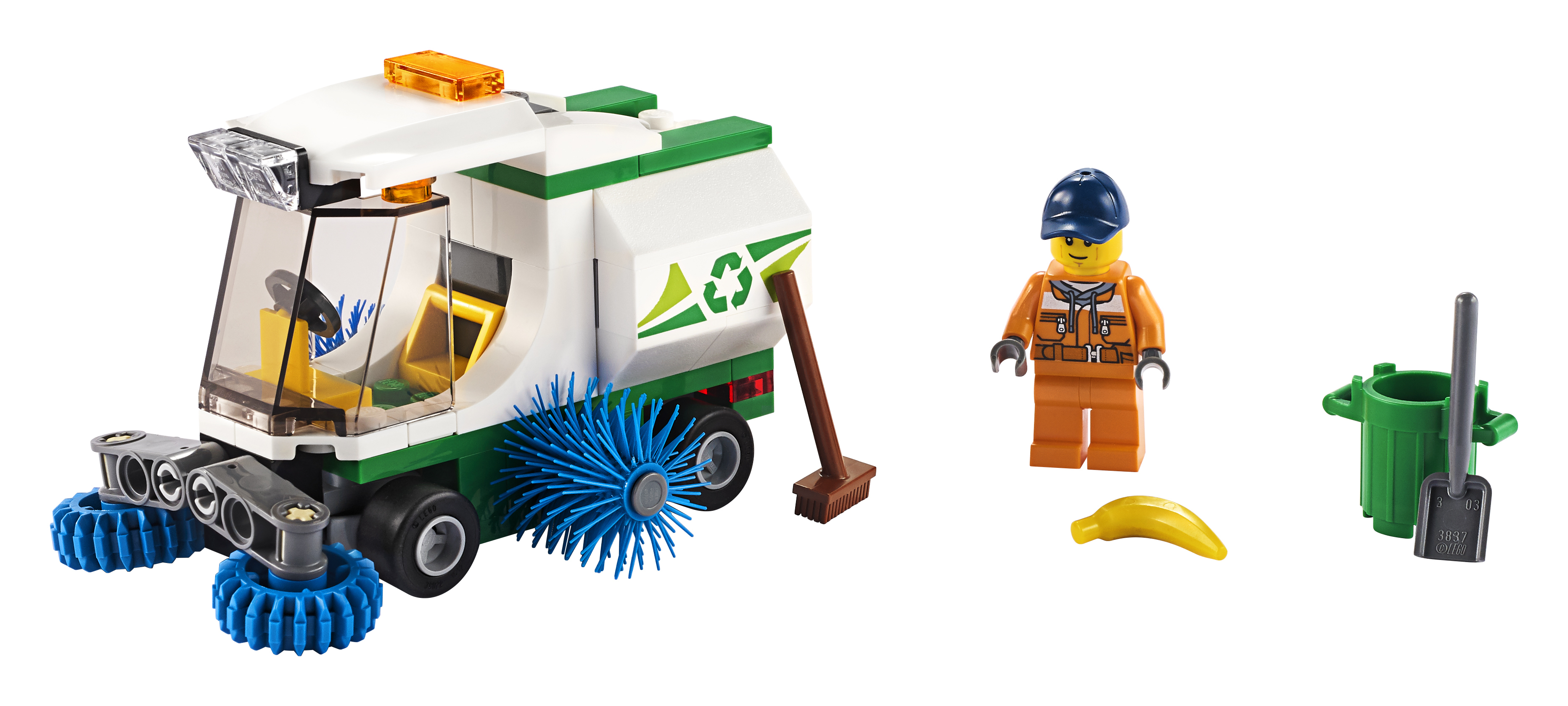Lego City Müllwagen-Set mit Minifigur und Zubehör.