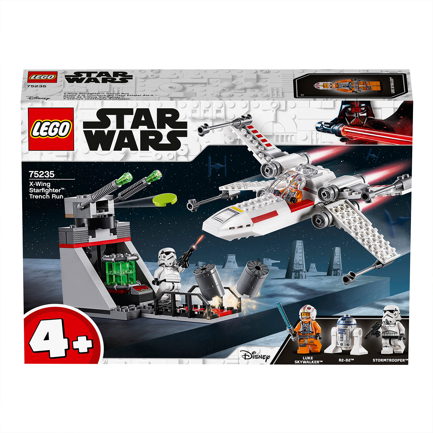 Lego Star Wars Set. Die Box zeigt einen X-Wing-Jäger und eine Startszene mit Figuren.
