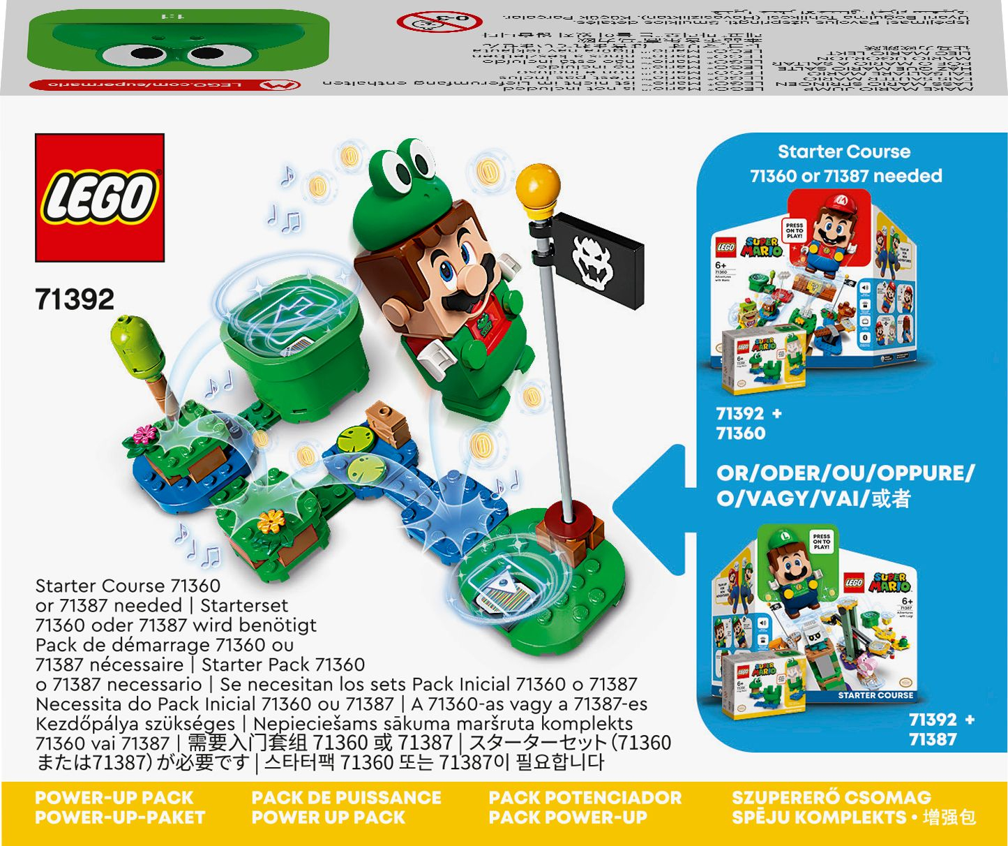 LEGO Mario Starter Course Set mit Mario Figur, Flagge und Hindernissen. Weißer Hintergrund.