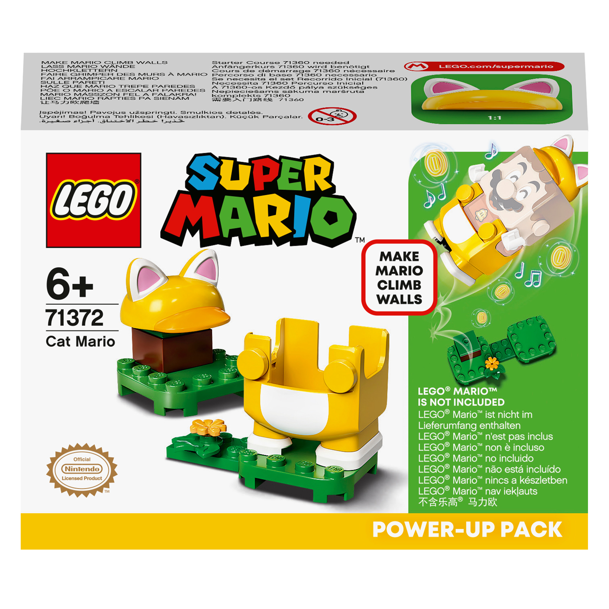 Lego Super Mario Cat Mario Set-Box. Gelber Katzenanzug. Enthält Anweisungen und Mario-Figur.