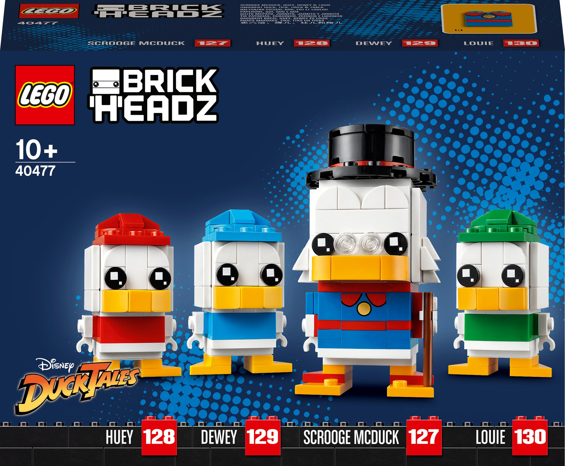 Ein Lego BrickHeadz Set mit Dagobert Duck und seinen Neffen Tick, Trick und Track.