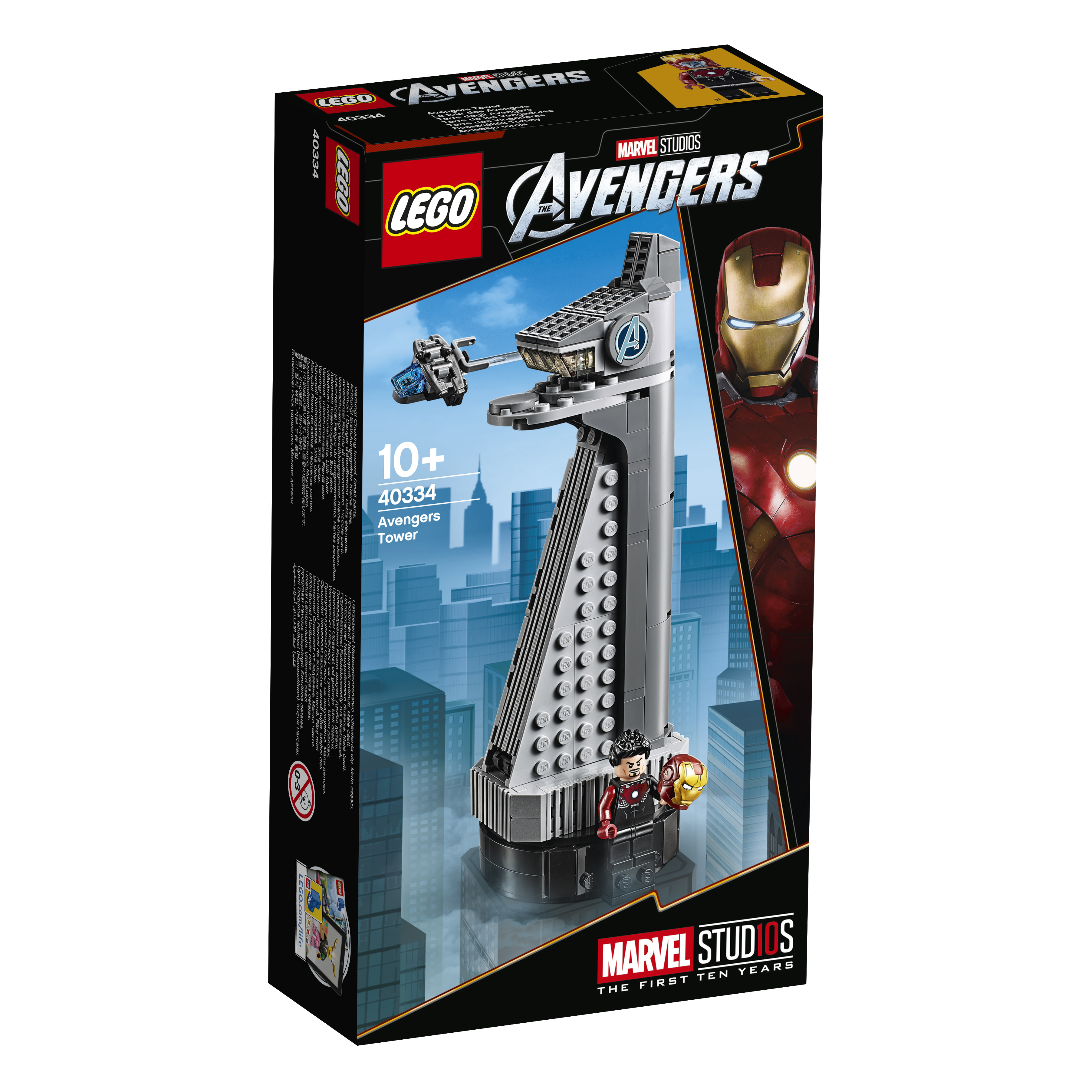 Scatola del set Lego Avengers Tower, con Iron Man.
