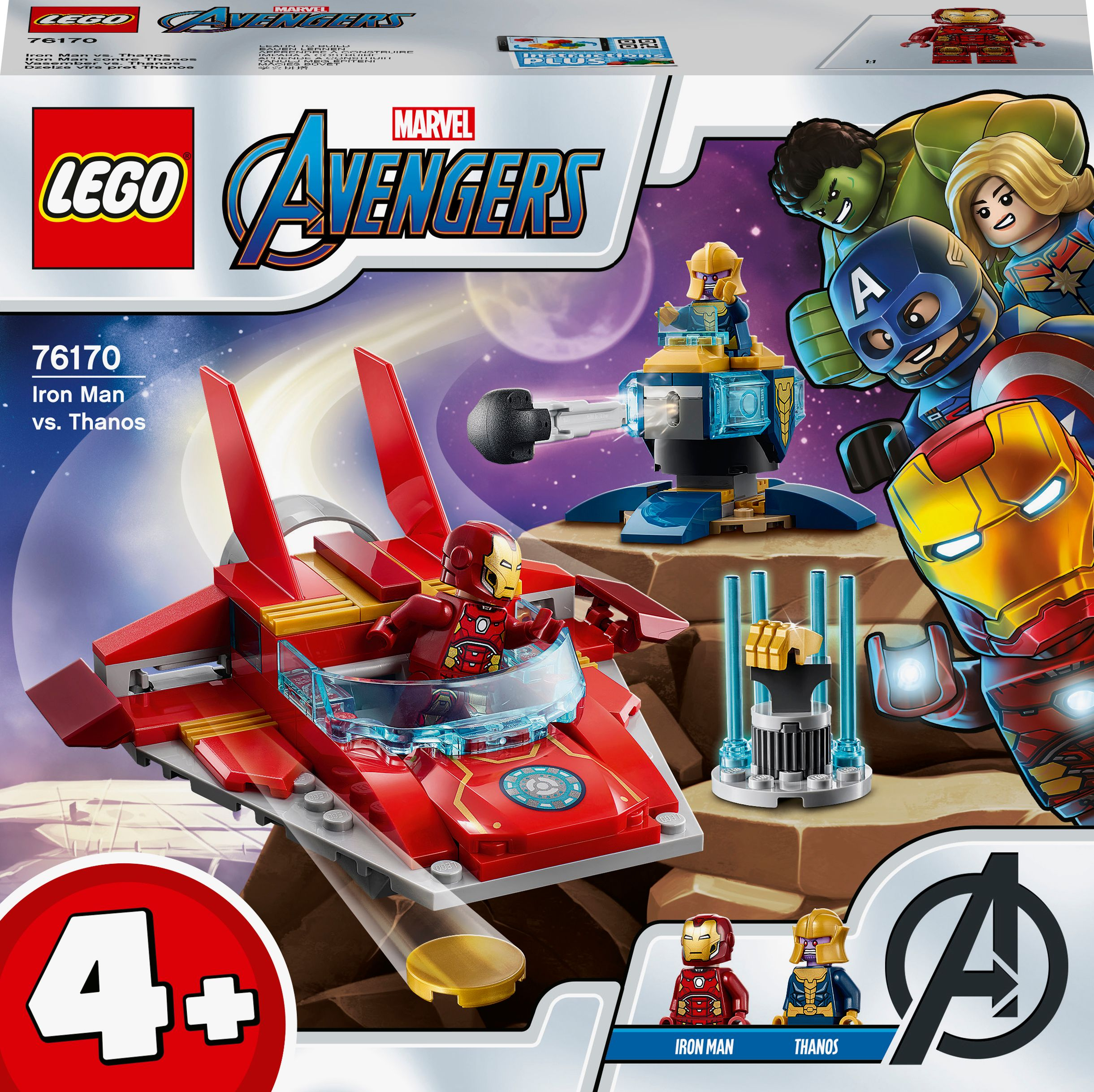 Ein Lego Marvel Avengers Set mit Iron Man und Thanos.