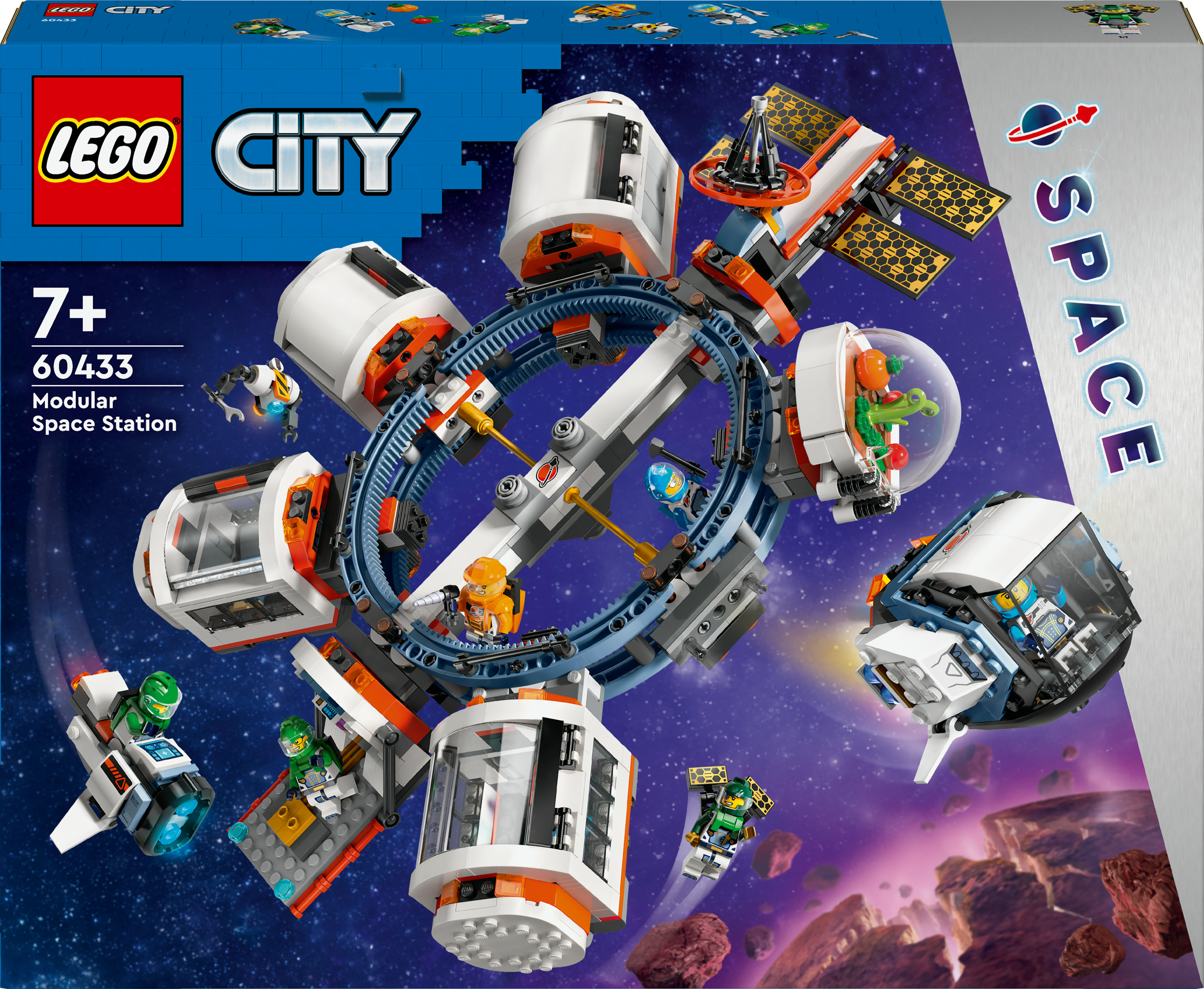 Una caja del set Lego City Space con diseño de estación espacial.