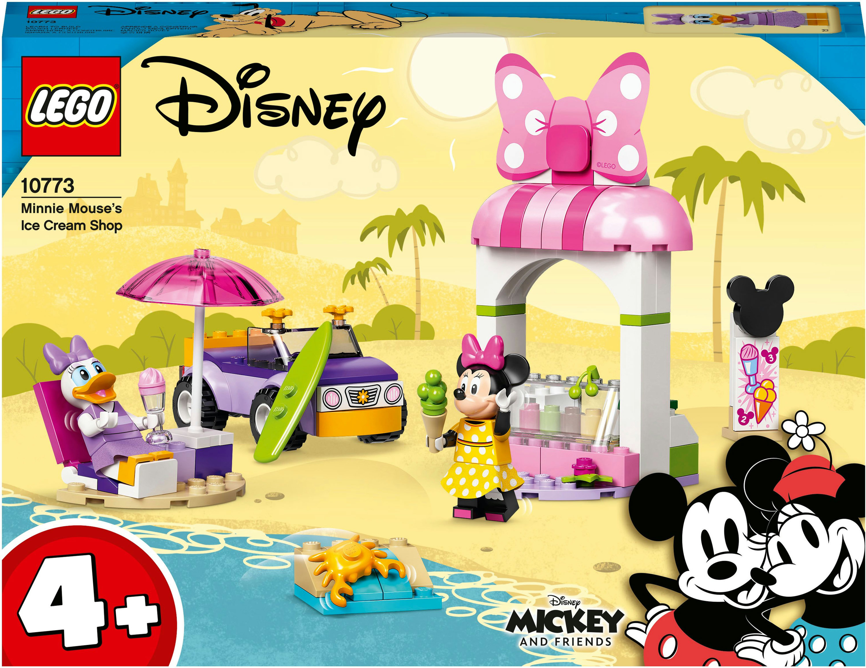 Lego Disney Minnie Mouse's Ice Cream Shop set. Beach scene and characters.