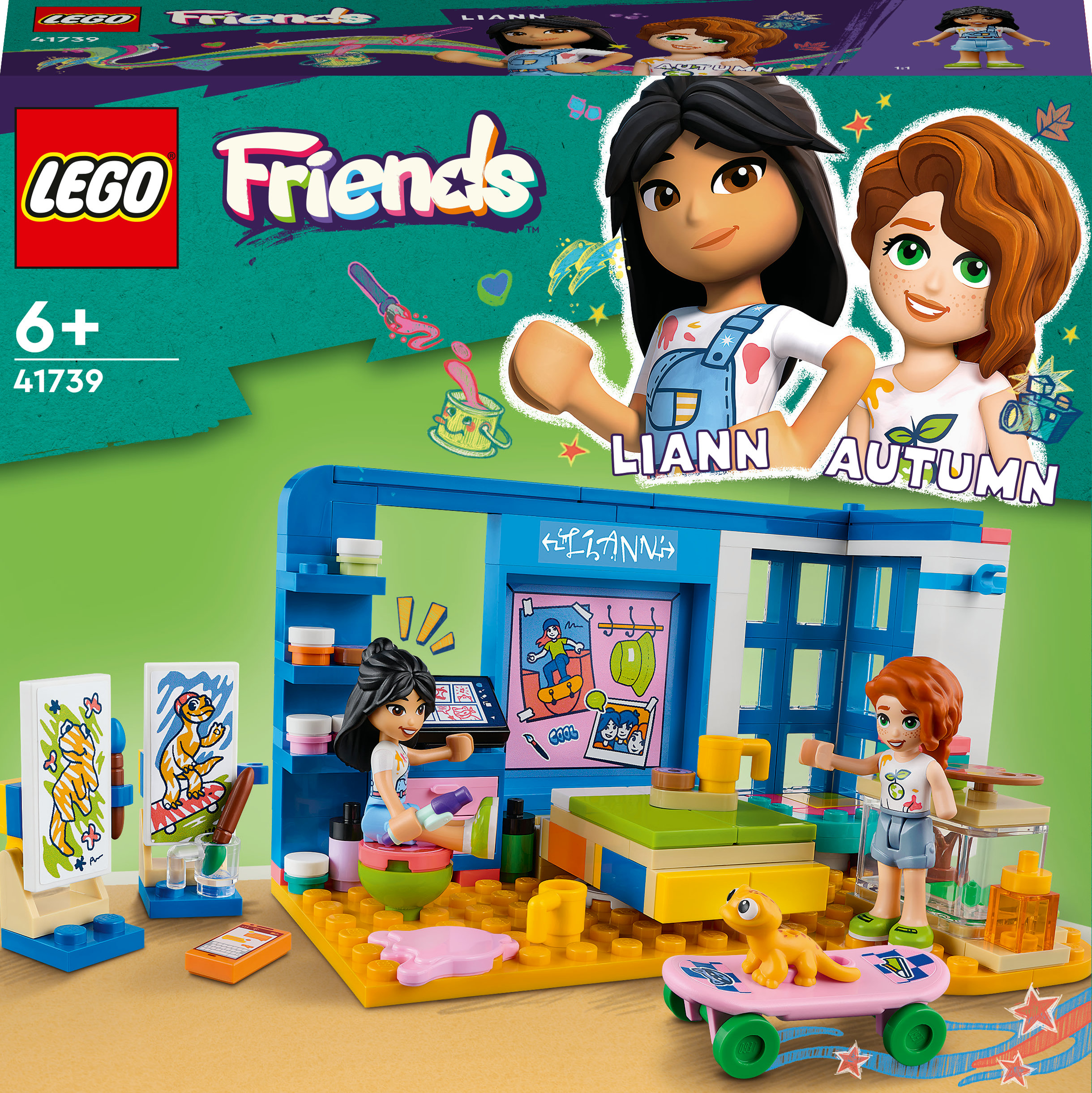 LEGO Friends set box with art studio, two figures, and instructions. Girls in overalls and a studio set.