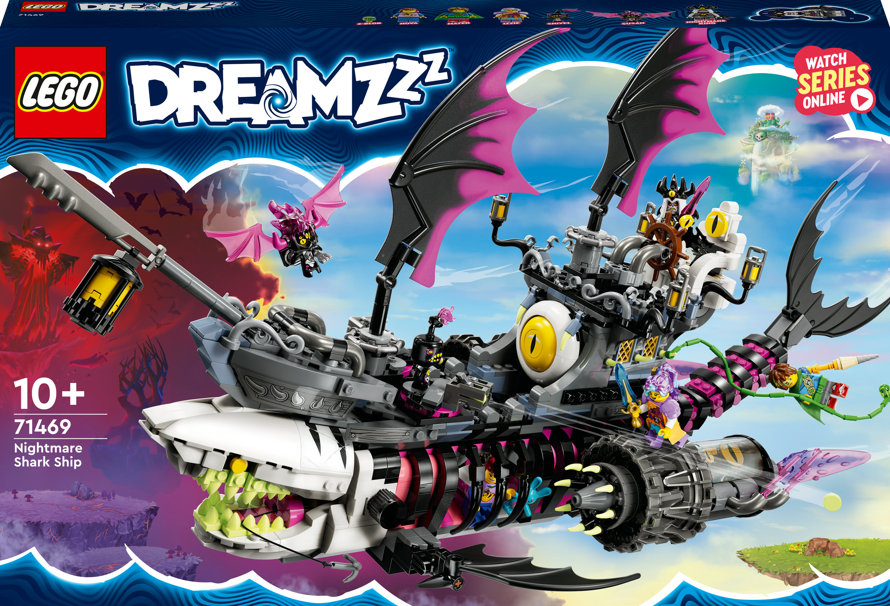 Lego Dreamzzz Albtraum Hai Schiff, dunkle Farben, Set-Box.
