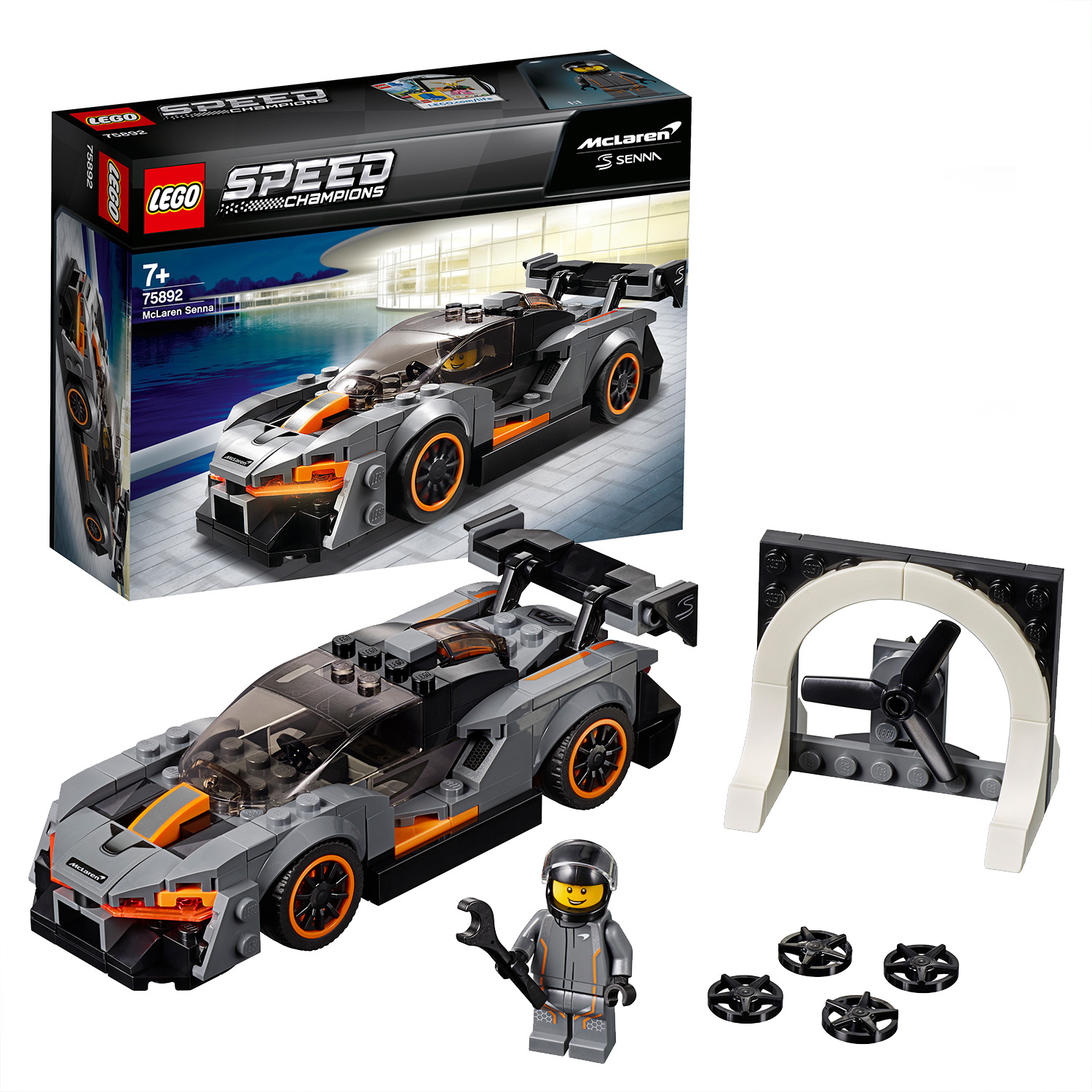 Set Lego Speed Champions: McLaren Senna, accessori e personaggio.
