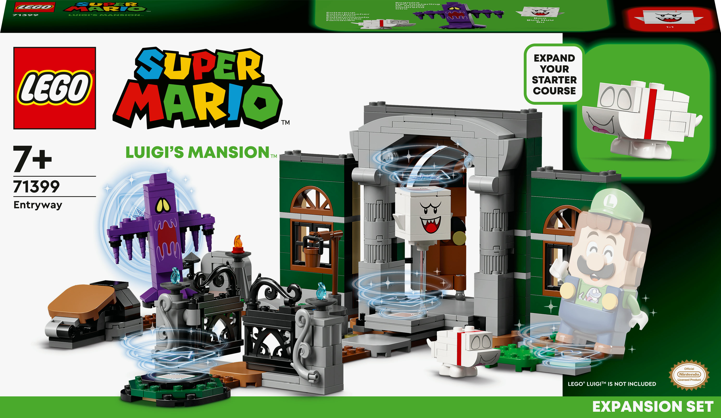Lego Super Mario Luigi's Mansion Set. Mit Luigi und einem Geist in einem Herrenhaus.