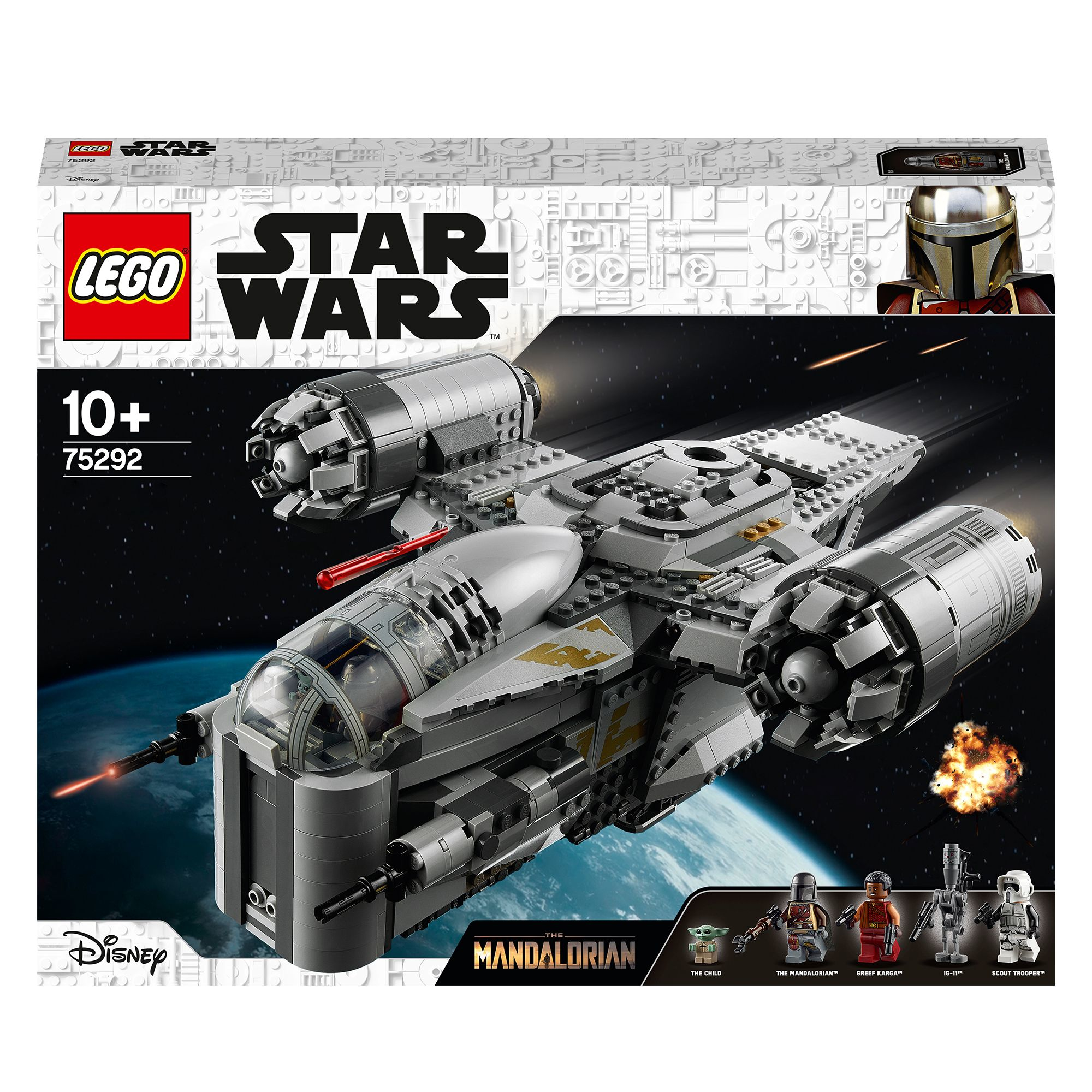 Set LEGO Star Wars. Modello dell'astronave Razor Crest di The Mandalorian. Scatola.