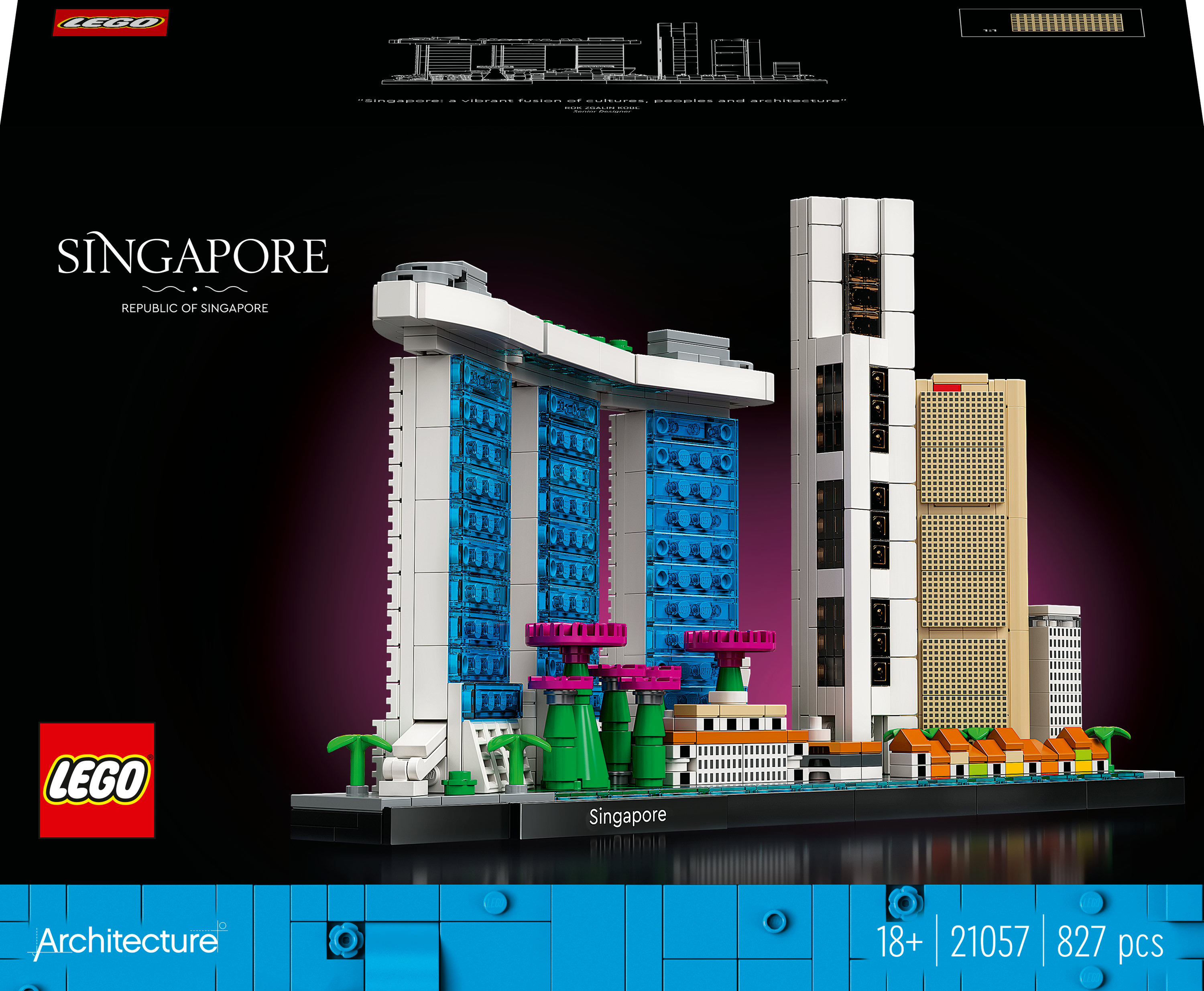 LEGO Architecture set doos, skyline van Singapore. Inclusief Marina Bay Sands en andere gebouwen.