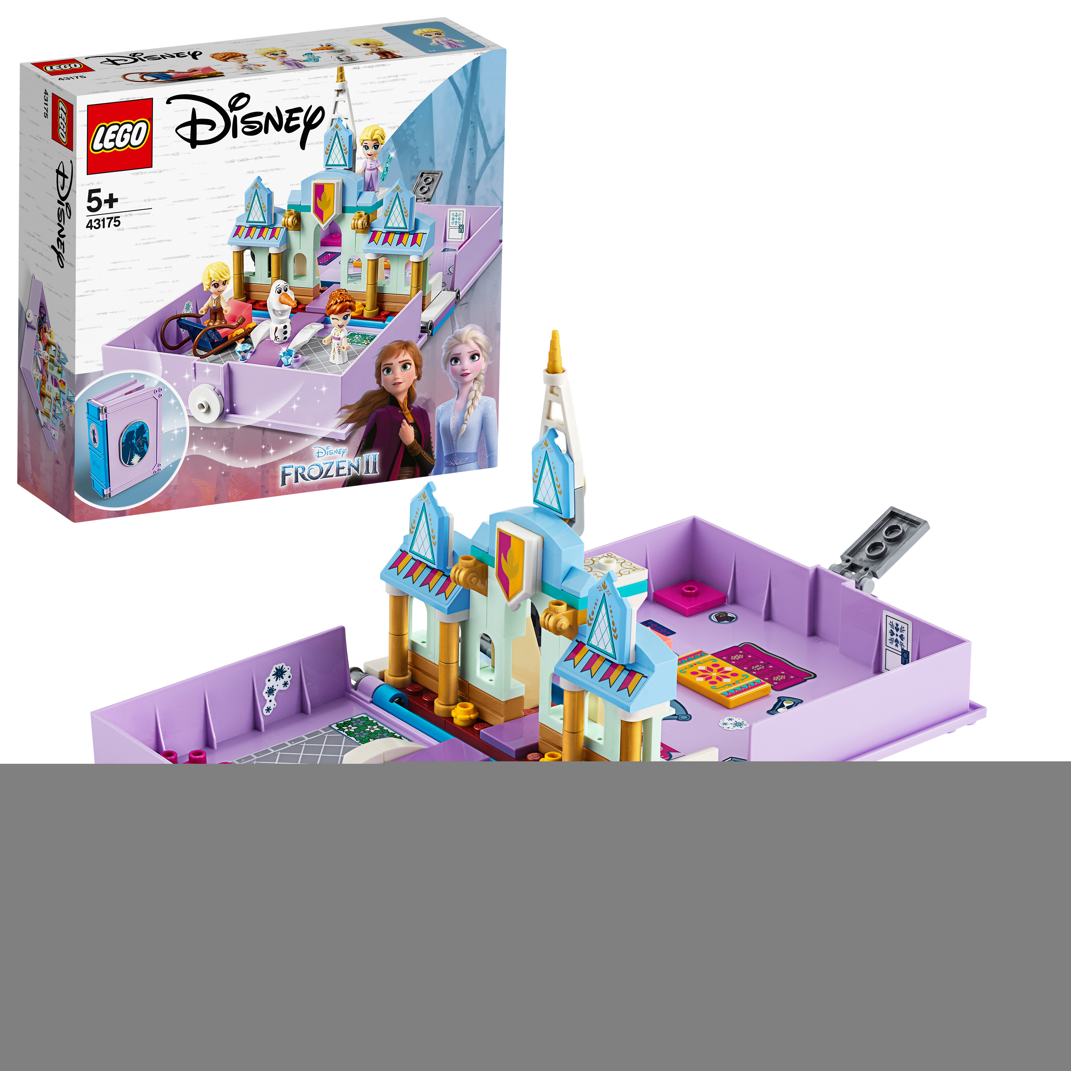 A LEGO Frozen II playset. It depicts a castle scene with characters and accessories.