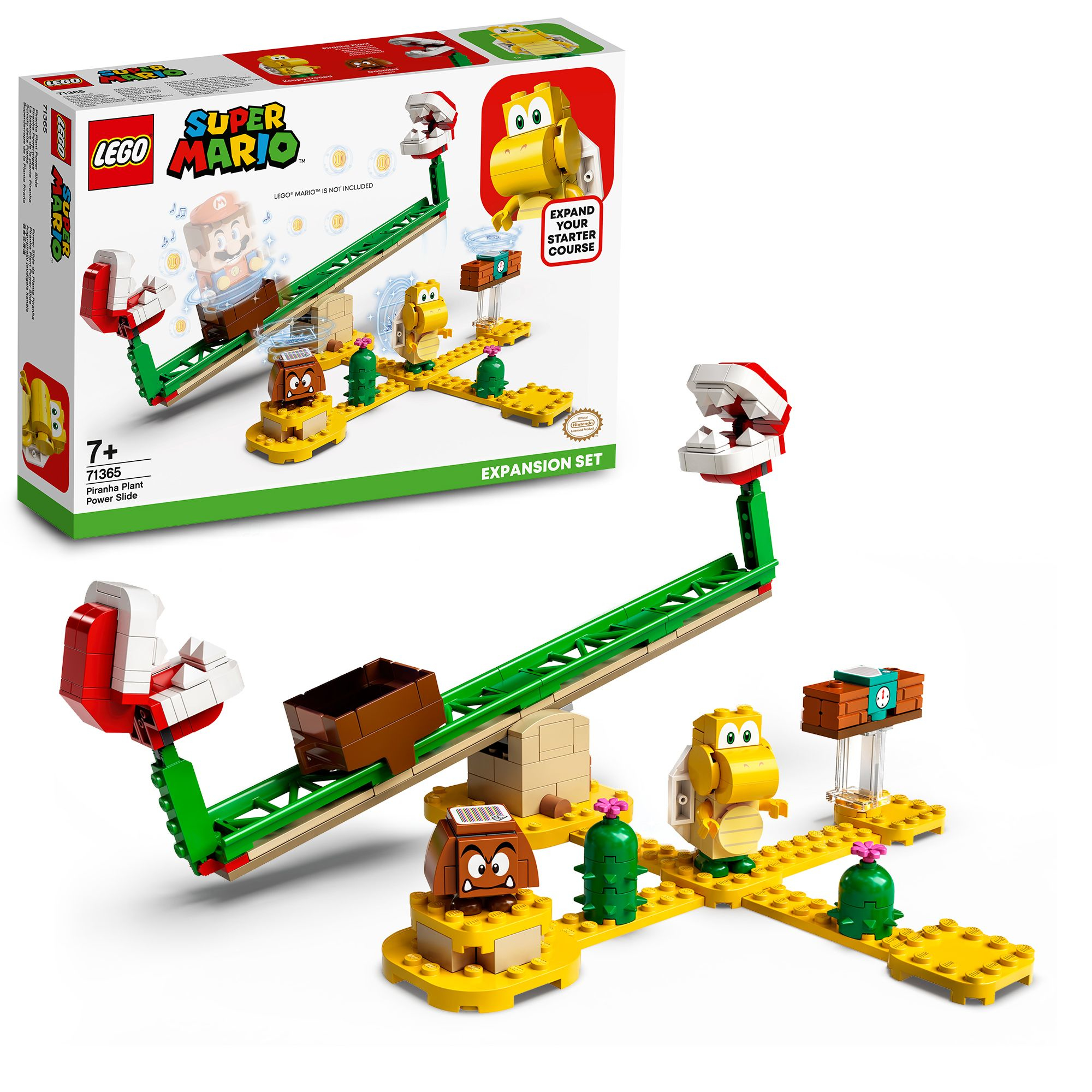 LEGO Super Mario Erweiterungsset. Enthält eine Wippe, Goombas und eine Piranha-Pflanze.