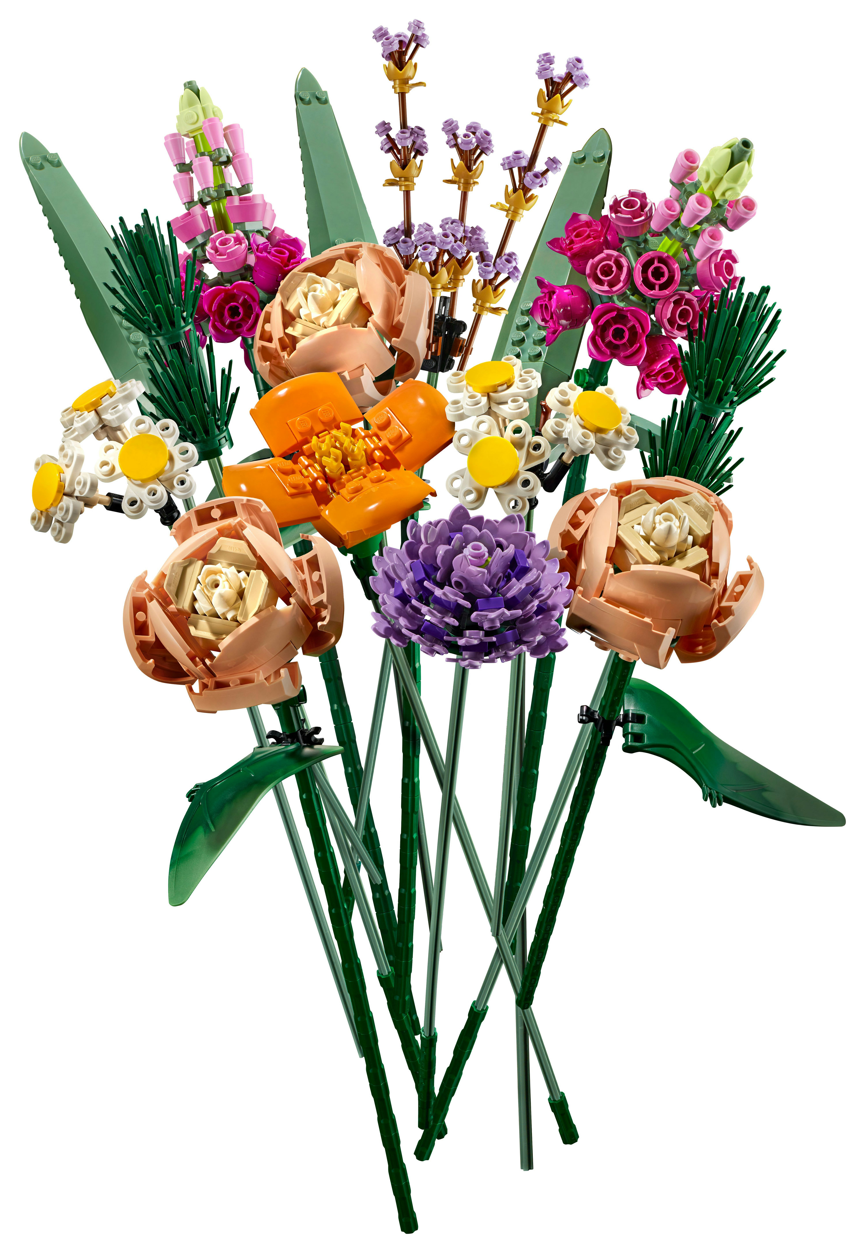 Ramo Lego de varias flores coloridas. Incluye rosas, lavanda y otras flores.