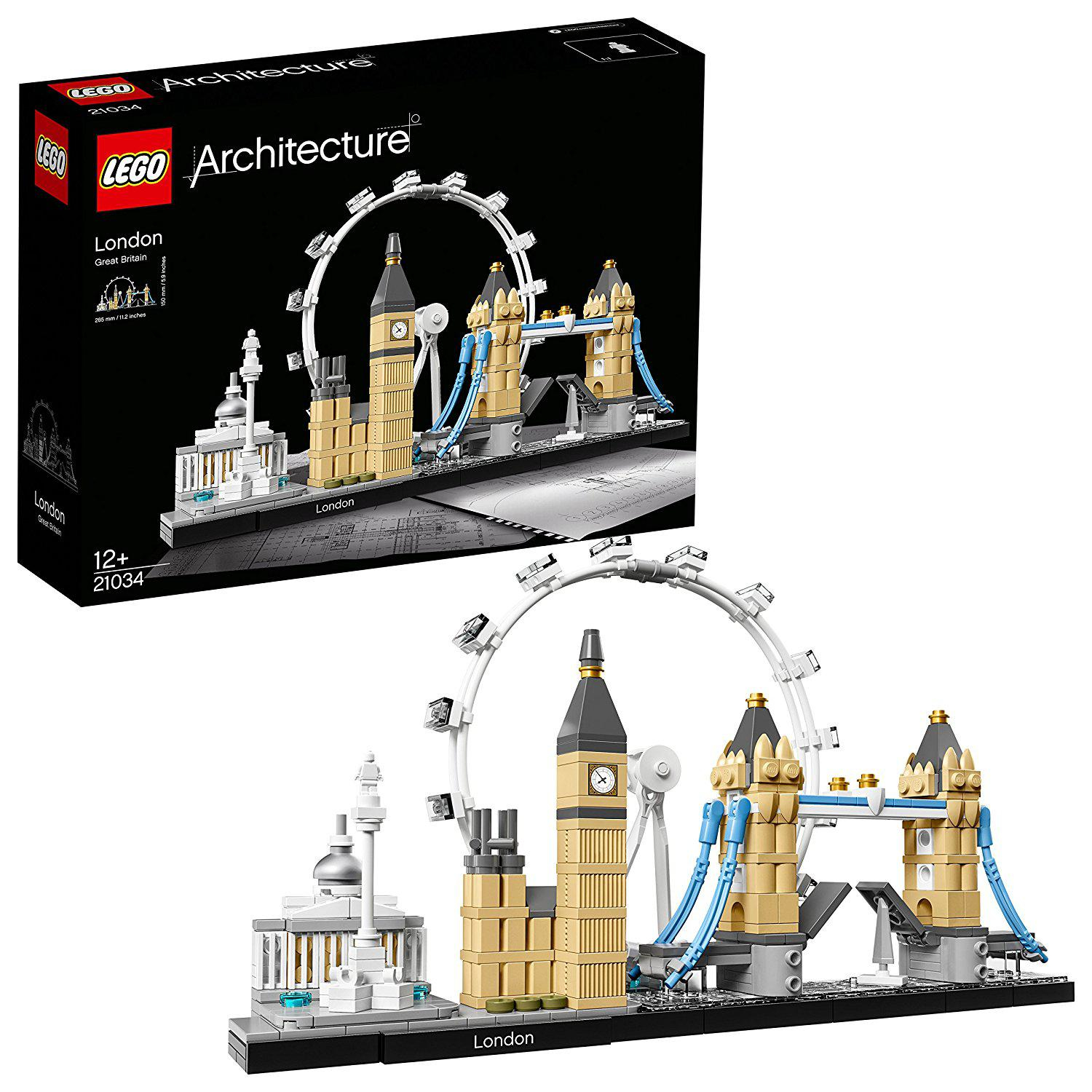 Zestaw Lego Architecture z londyńskimi zabytkami z pudełkiem.