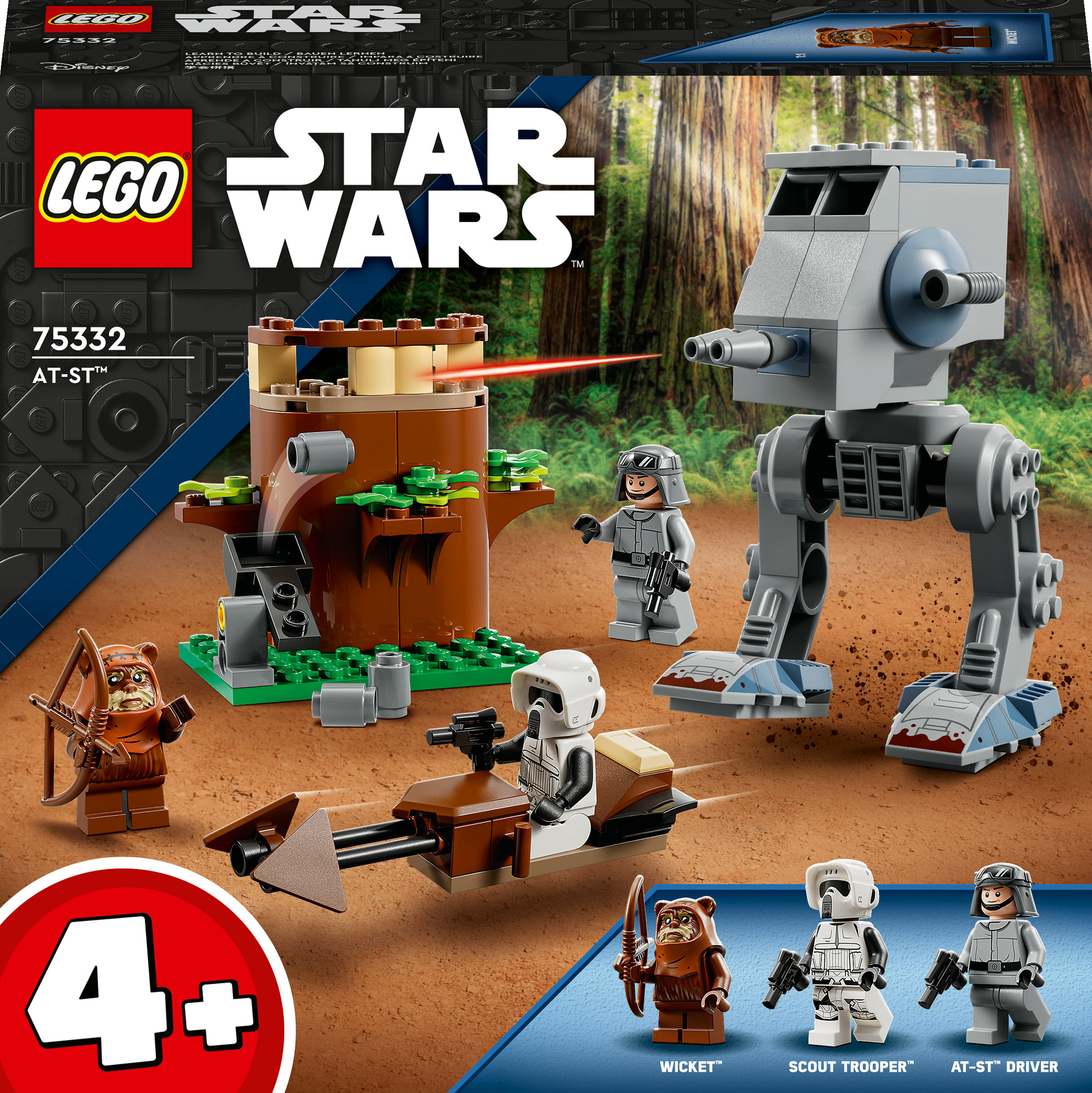 Zestaw Lego Star Wars AT-ST. Zawiera AT-ST, Ewoka, Scout Troopera i ścigacz.