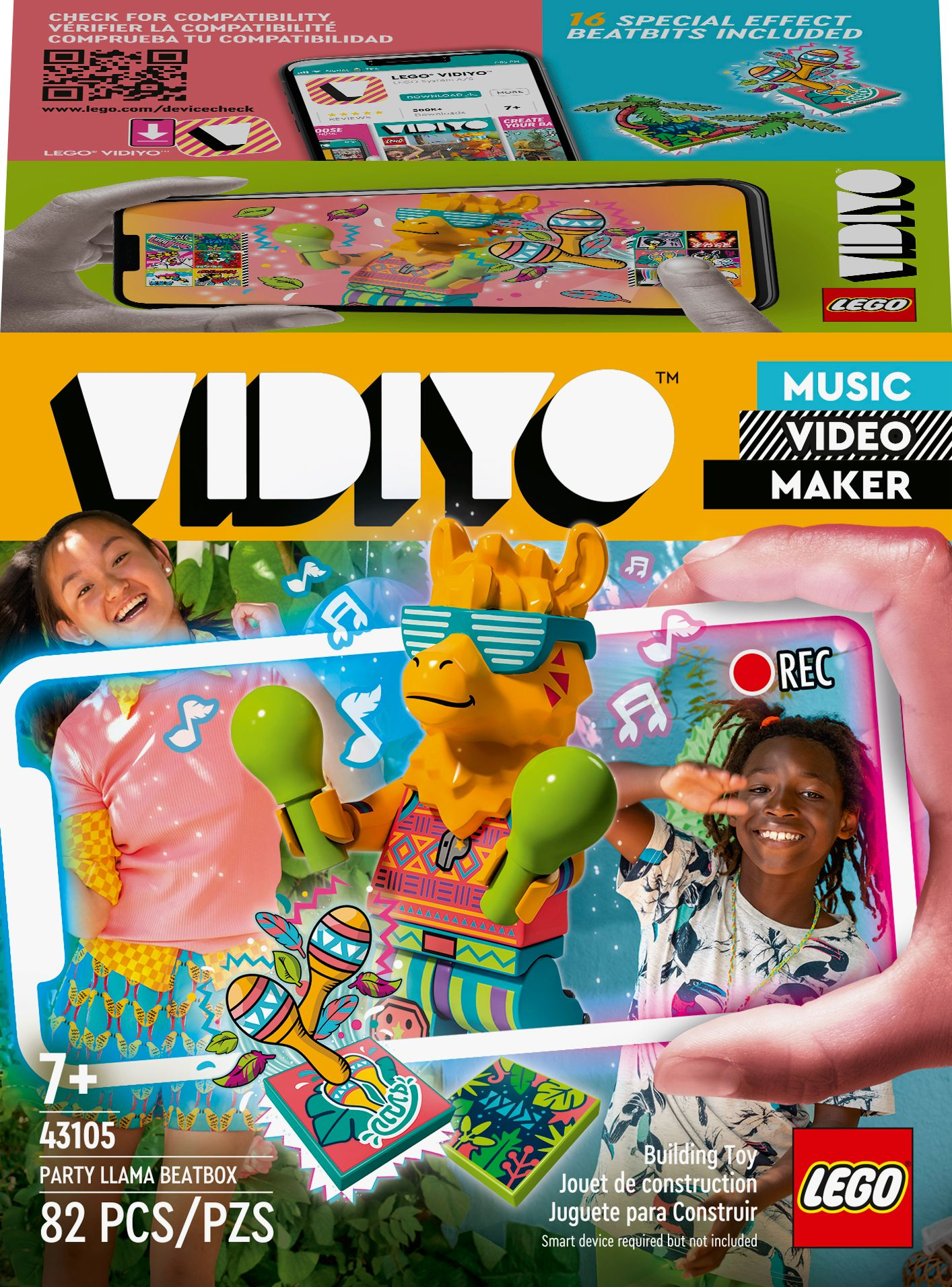Lego Vidiyo Box-Set mit einer Lama-Figur und einem Telefon.
