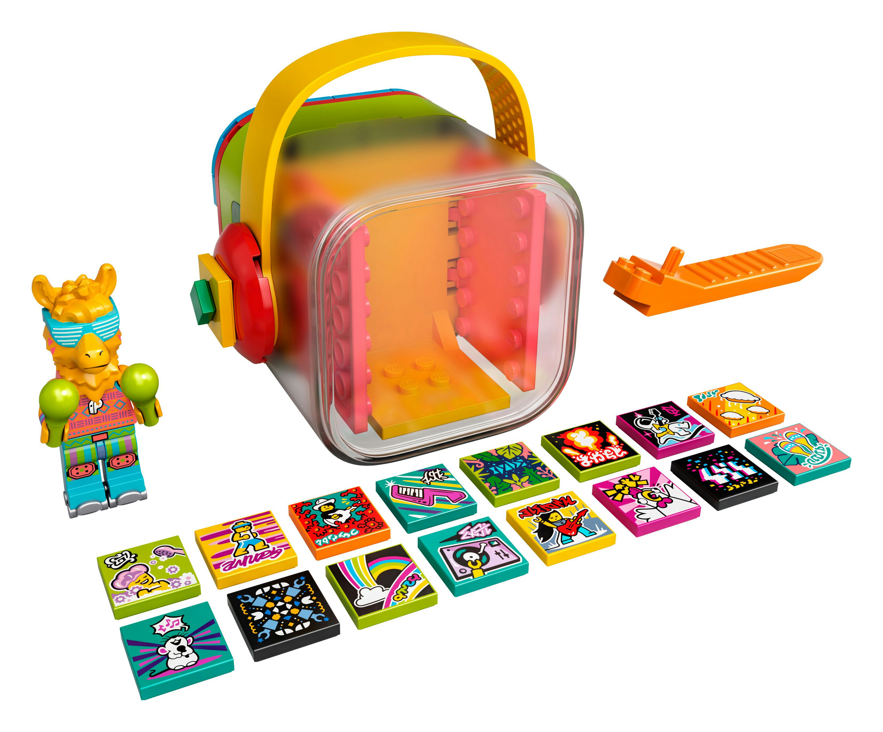 LEGO DOTS Set mit bunter Box, Lama-Figur und diversen Dekofliesen.