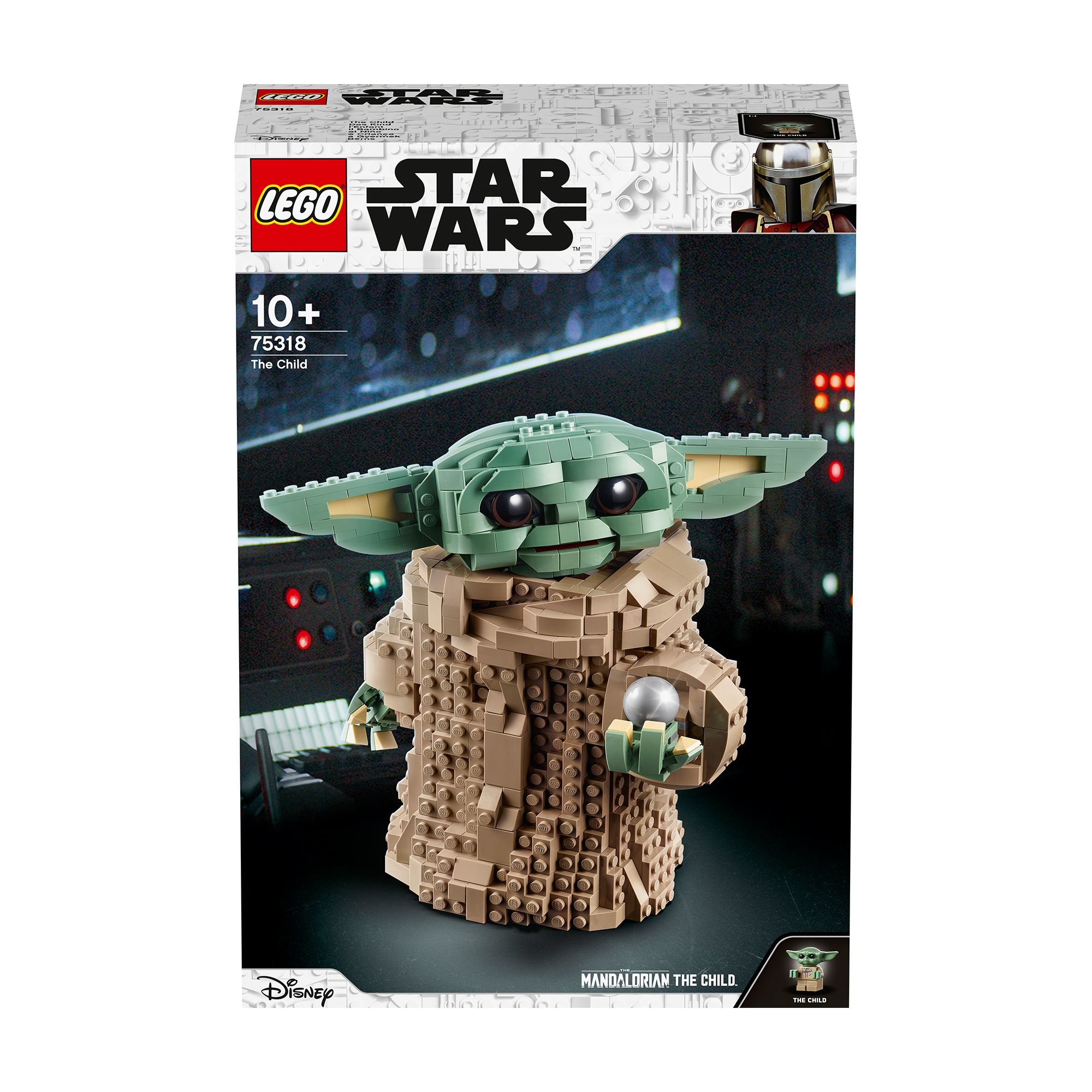 Set Lego Star Wars The Child. La figura está en la caja, mostrando el producto.