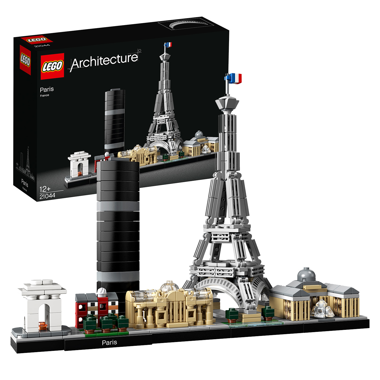 Lego Architecture Paris Set mit Eiffelturm, Arc de Triomphe, Louvre und anderen Sehenswürdigkeiten.