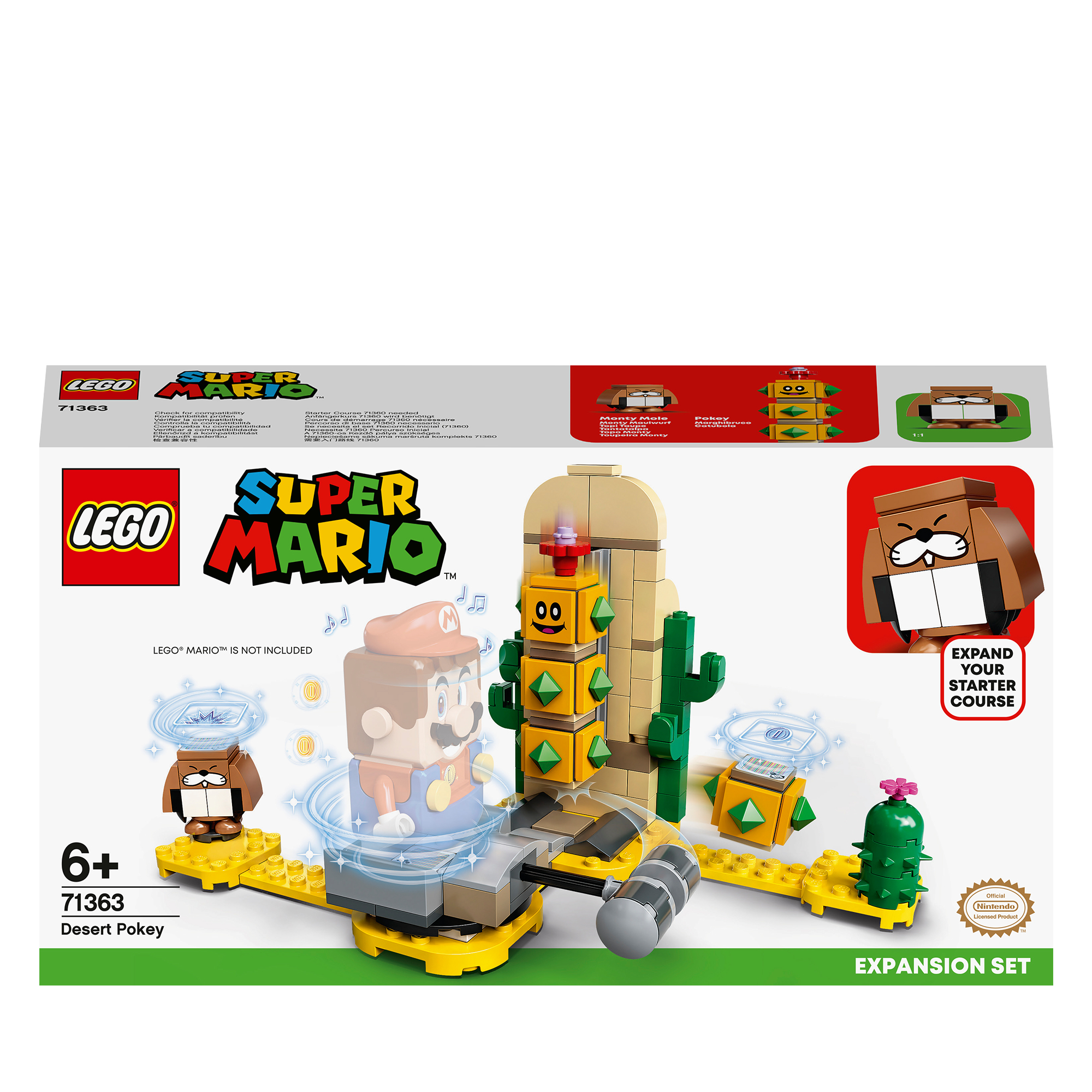 Set di espansione LEGO Super Mario Desert Pokey. Personaggio di Mario, Pokey e ambiente desertico.