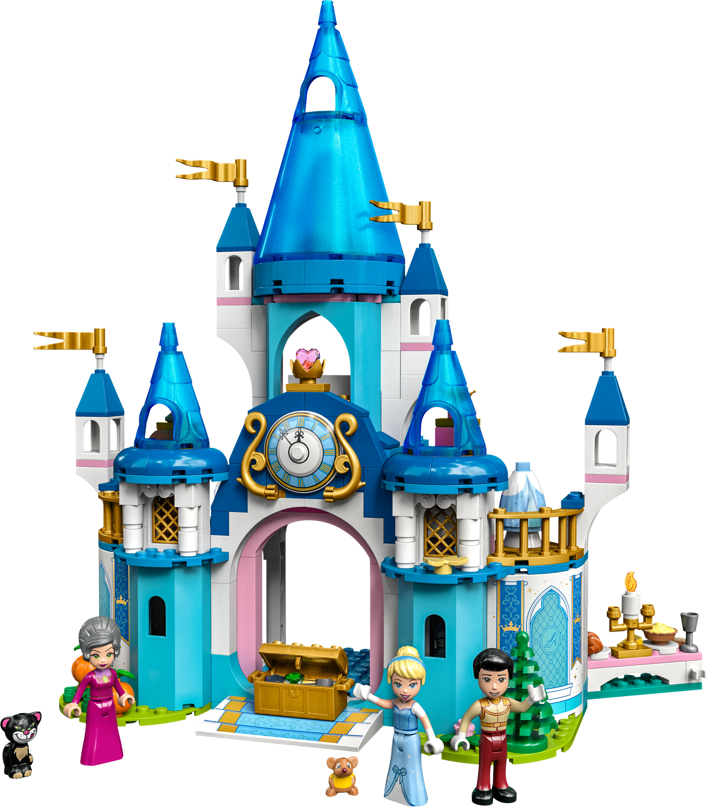Lego Disney Princess kasteel set met Assepoester en andere figuren. Blauw kasteel.
