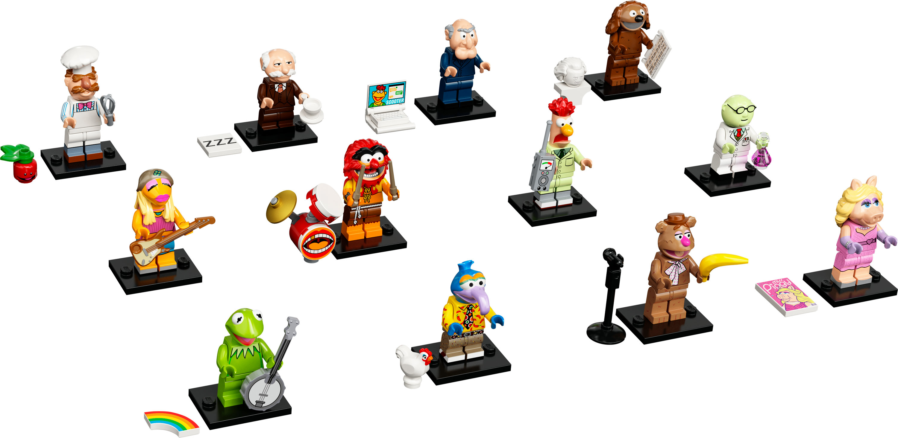 Çeşitli Muppet karakterlerini içeren Lego Muppets minifigür seti.
