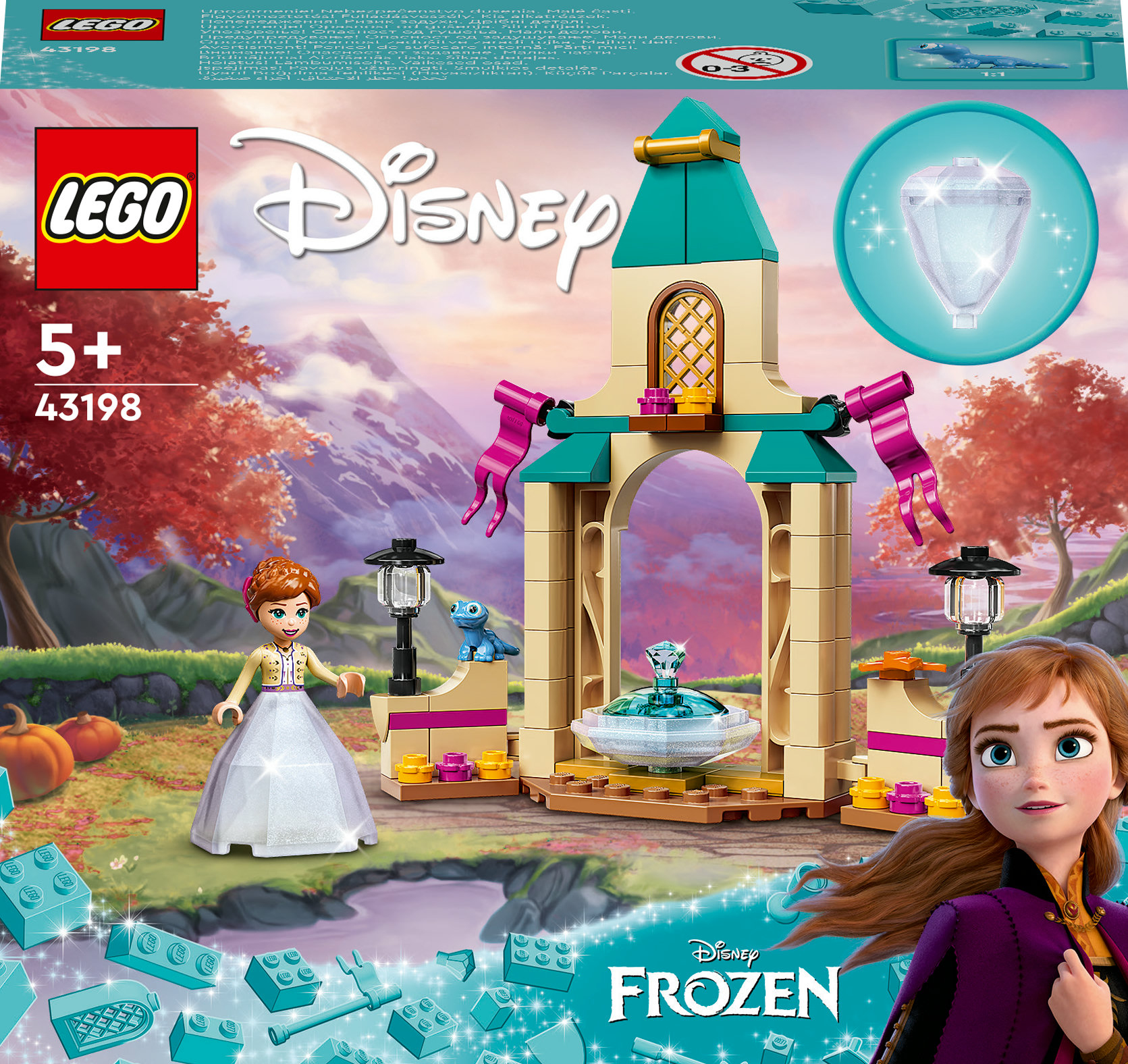 Set Lego Disney con un castello, Anna ed Elsa, con personaggi Lego.