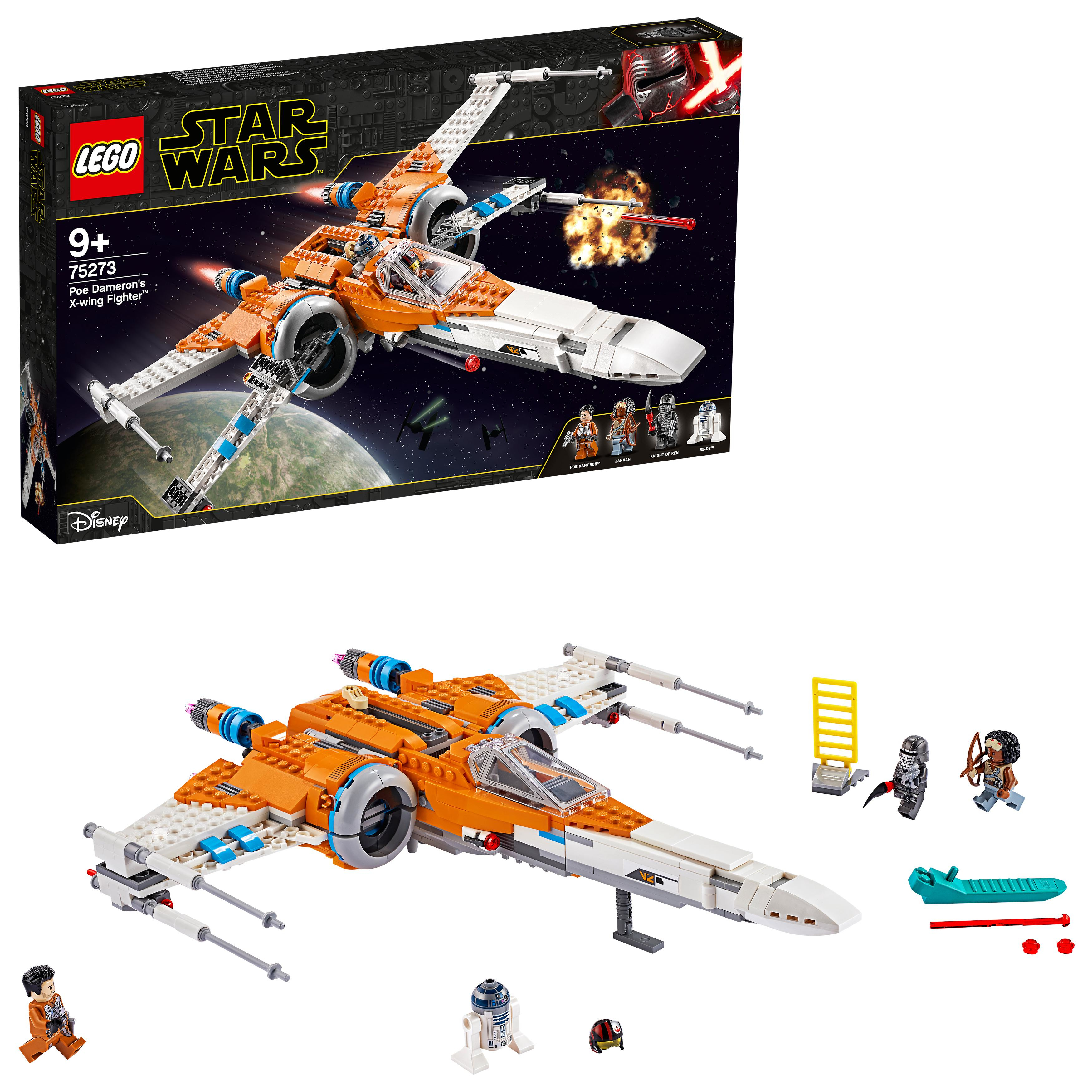 Zestaw LEGO Star Wars X-wing Fighter z minifigurkami i pudełkiem.
