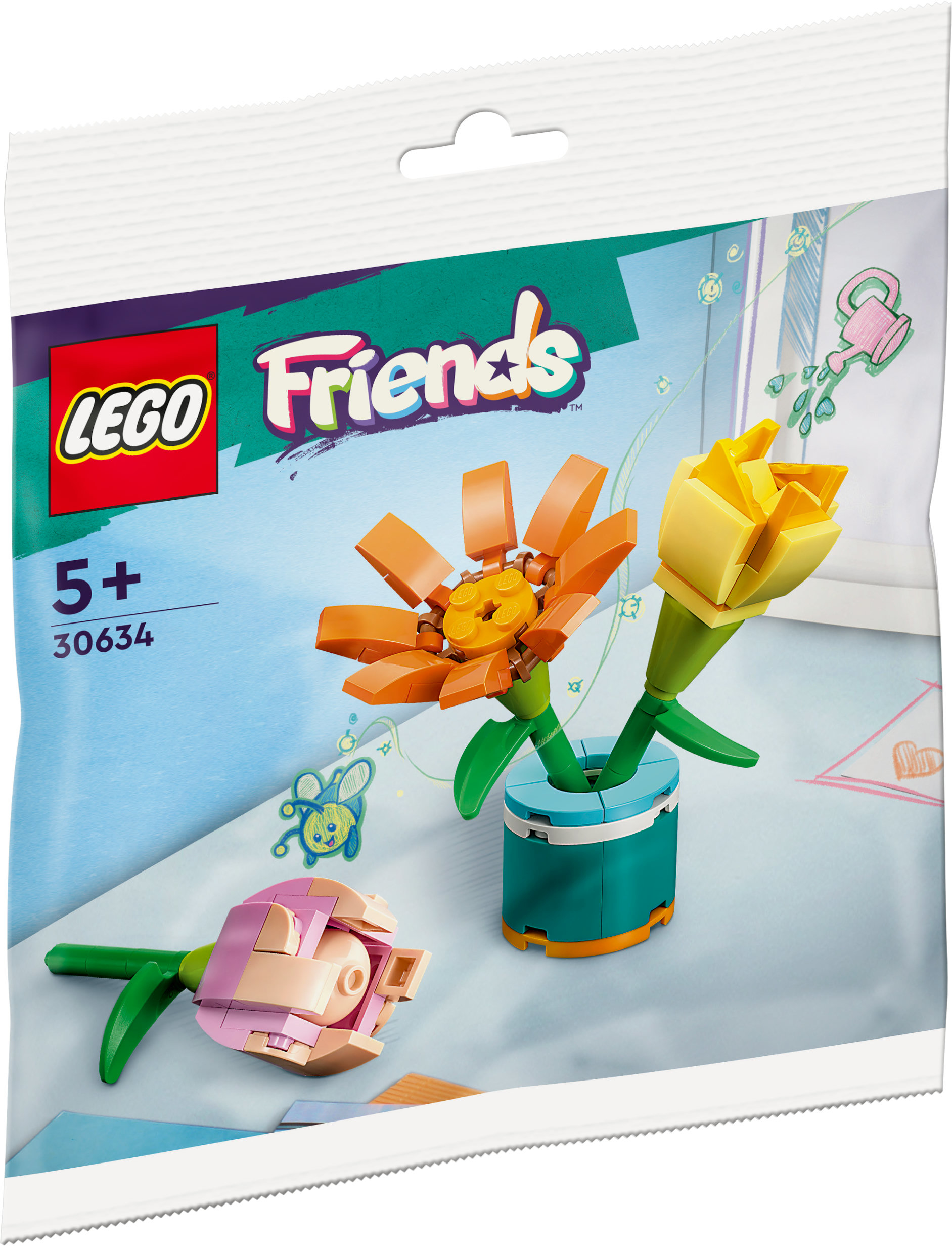 Un set di fiori Lego Friends in un sacchetto.