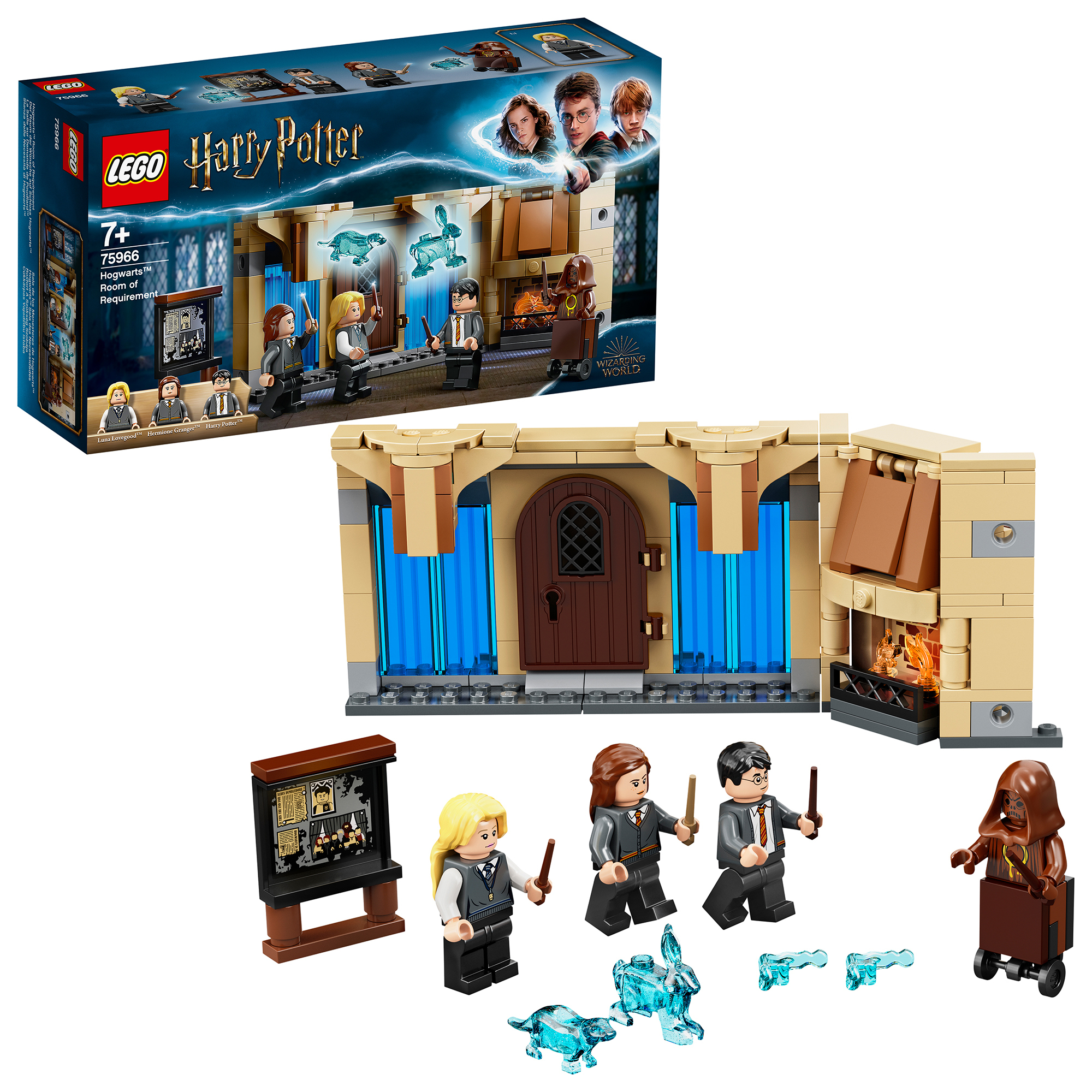 Set Lego Harry Potter. Include personaggi, modello stanza e scatola.